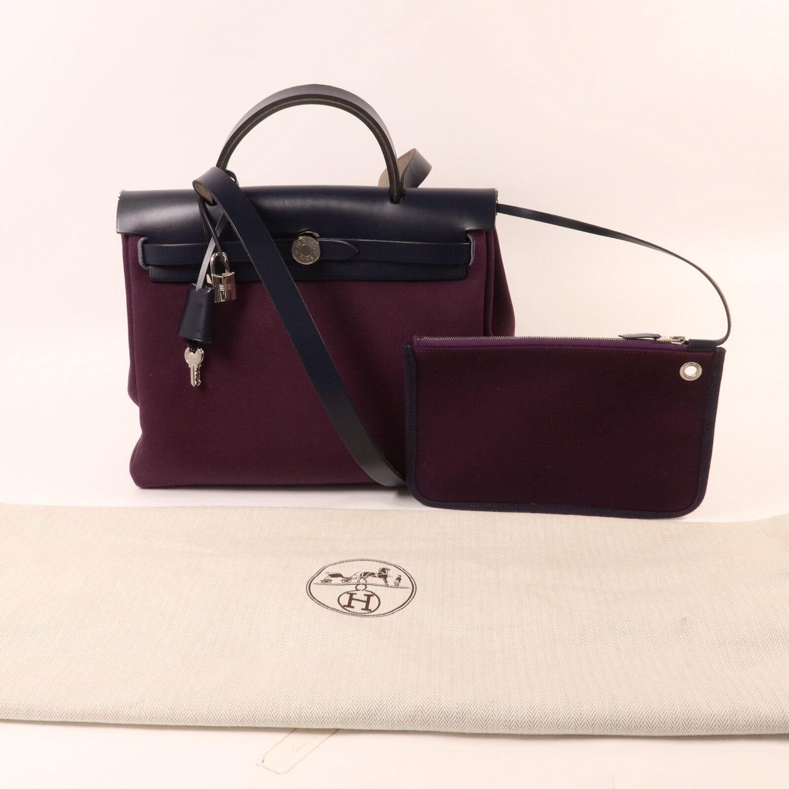 HERMES 帆布Herbag PM手挽肩背兩用袋Cassis