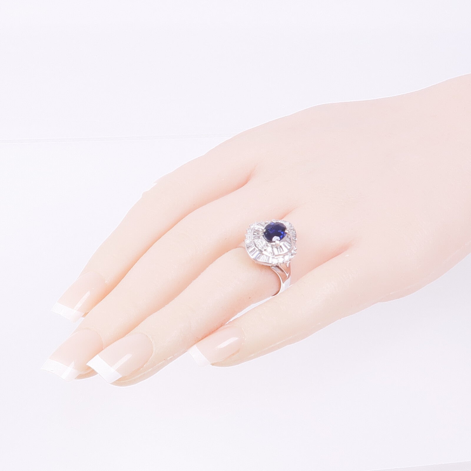 JEWELRY PT900鉑金Sapphire Diamond Ring藍寶石/鑽石戒指US#6.5