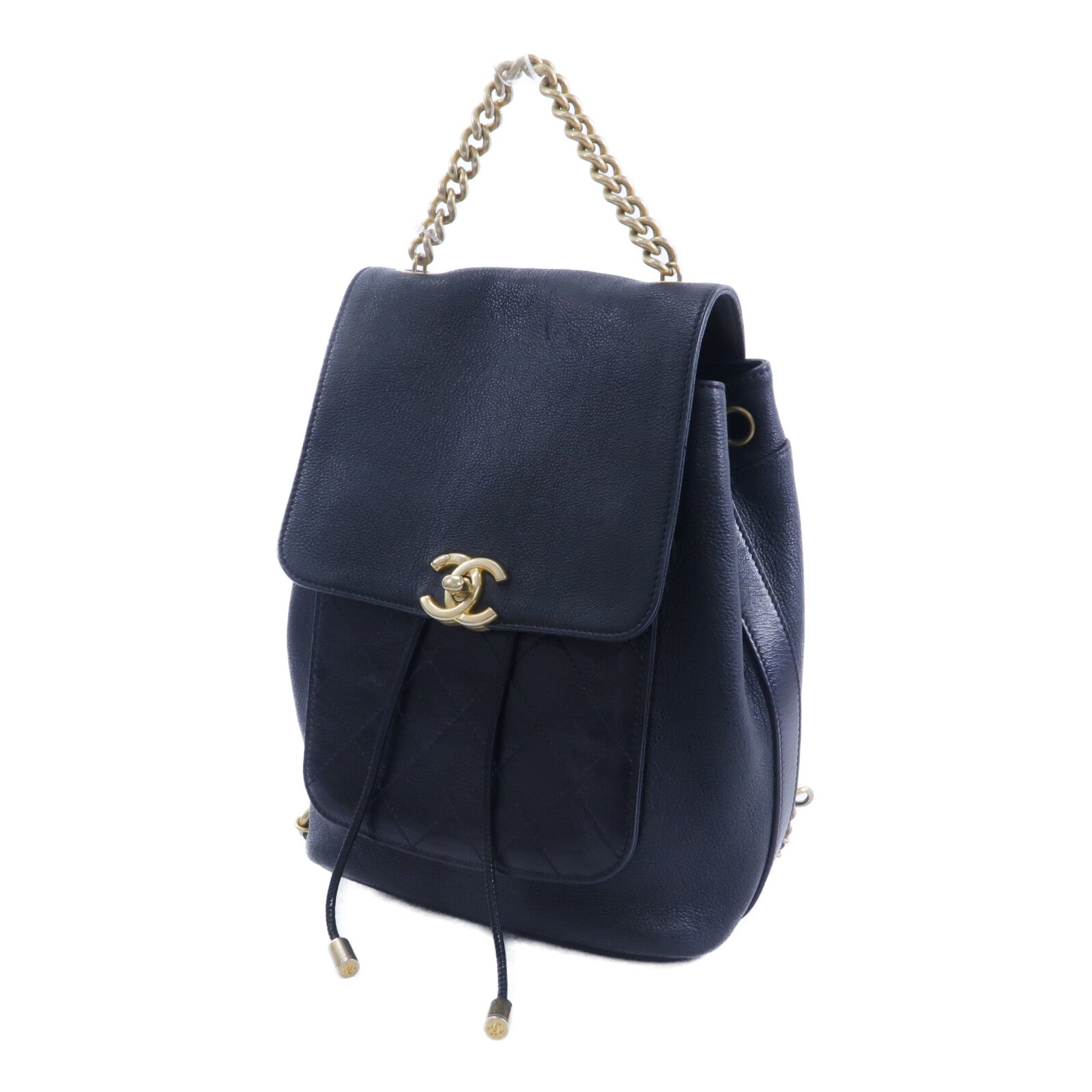 CHANEL 牛皮皮革Backpack鏈帶背包