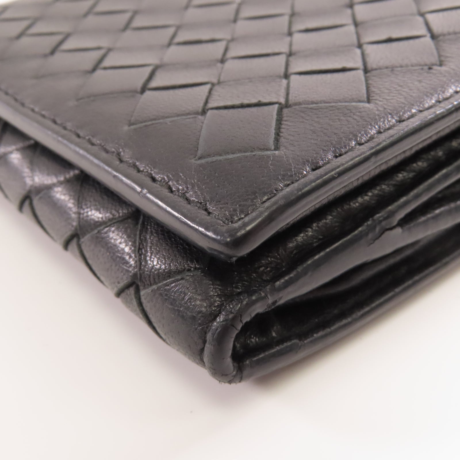 BOTTEGA VENETA 羊皮皮革Wallet金扣錢包黑色
