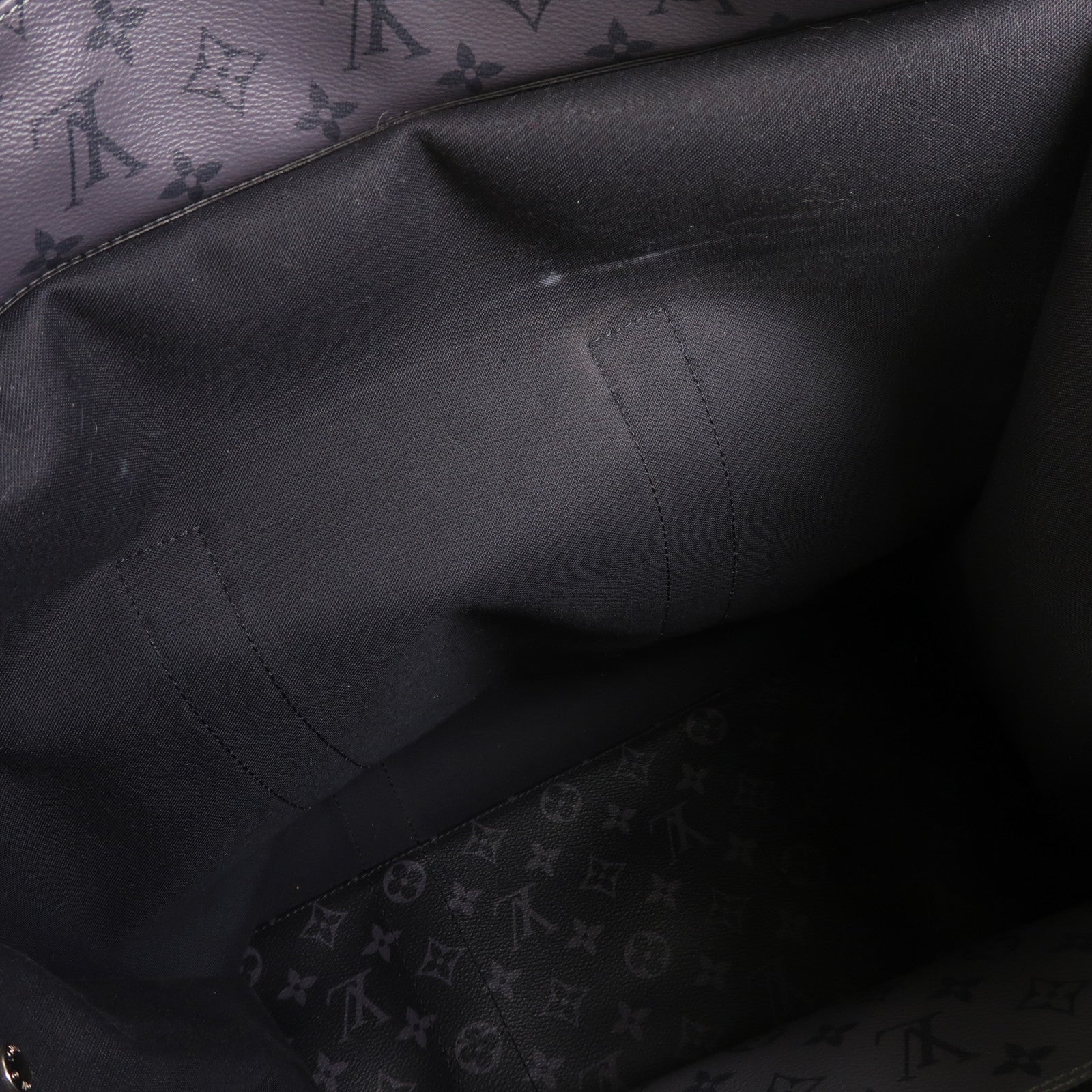 LOUIS VUITTON Monogram Eclipse New Cabas Zippe銀扣肩背袋