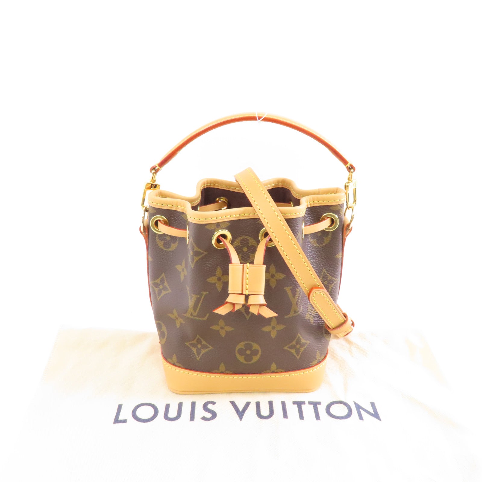LOUIS VUITTON Monogram Nano Noe金扣手挽肩背兩用袋啡色