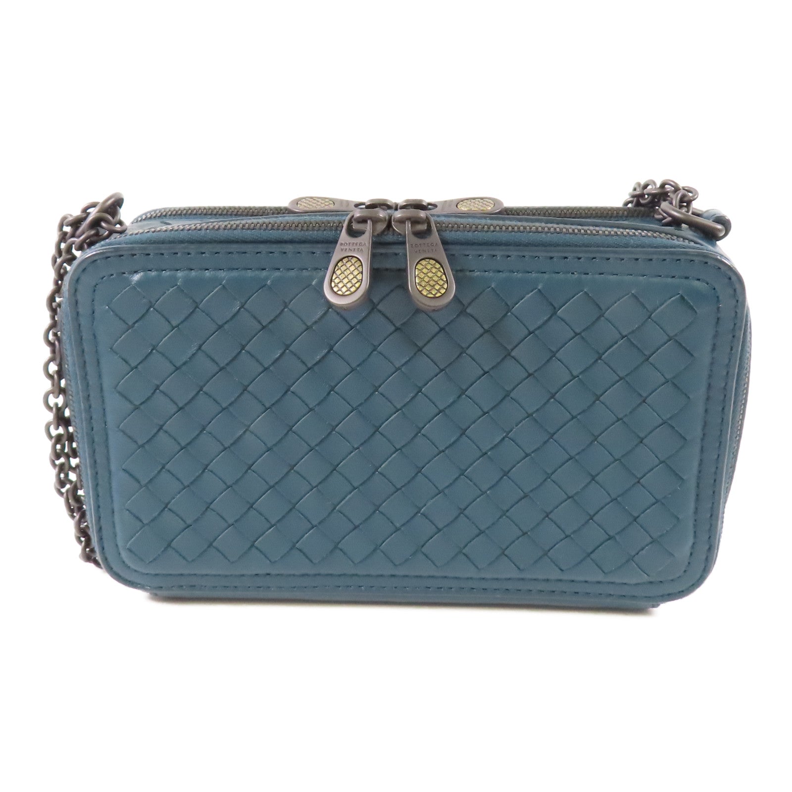 BOTTEGA VENETA 羊皮皮革Shoulder Bag黑扣鏈帶肩背袋