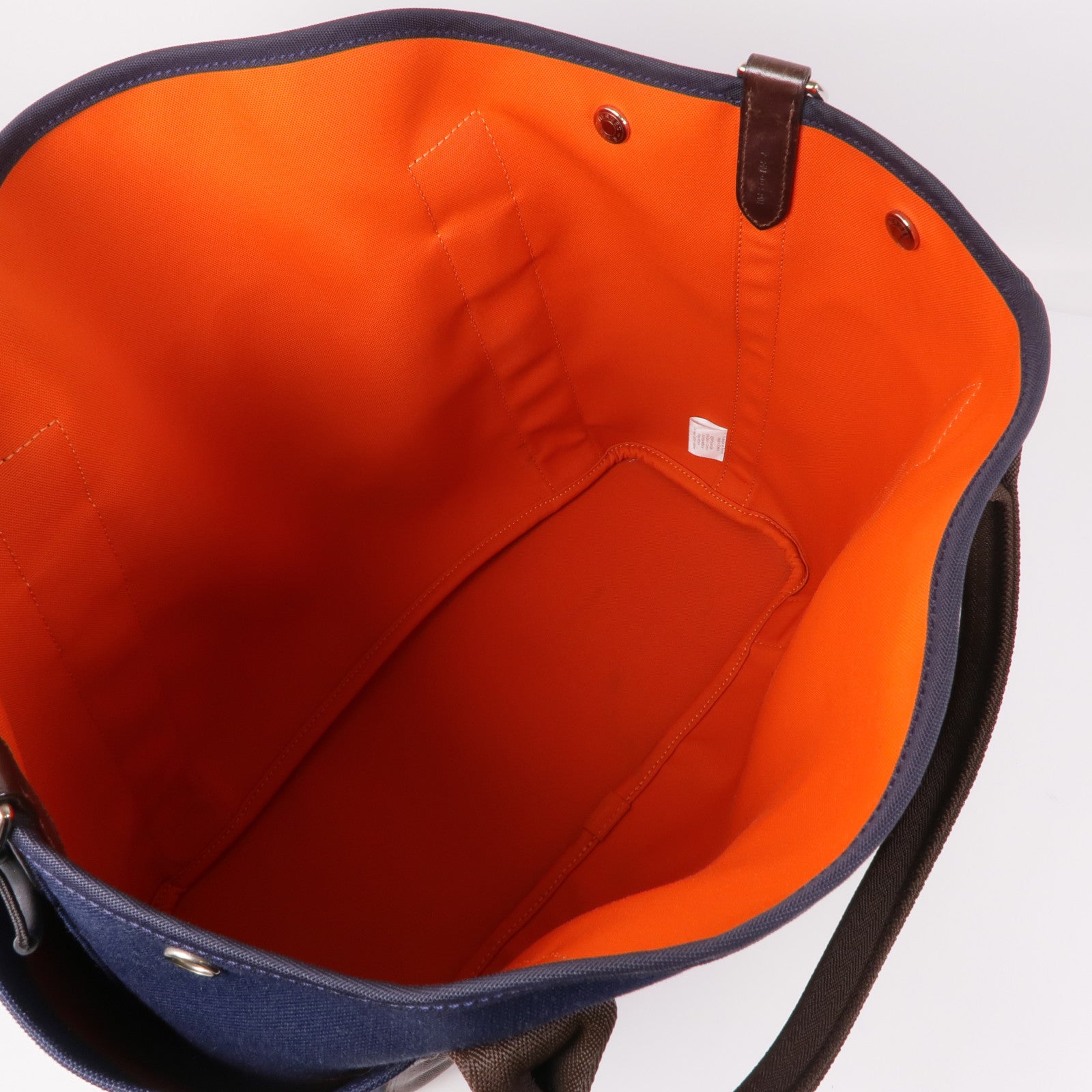 HERMES 帆布Sac De Pansage Groom手挽肩背兩用袋Bleu Indigo/Feu