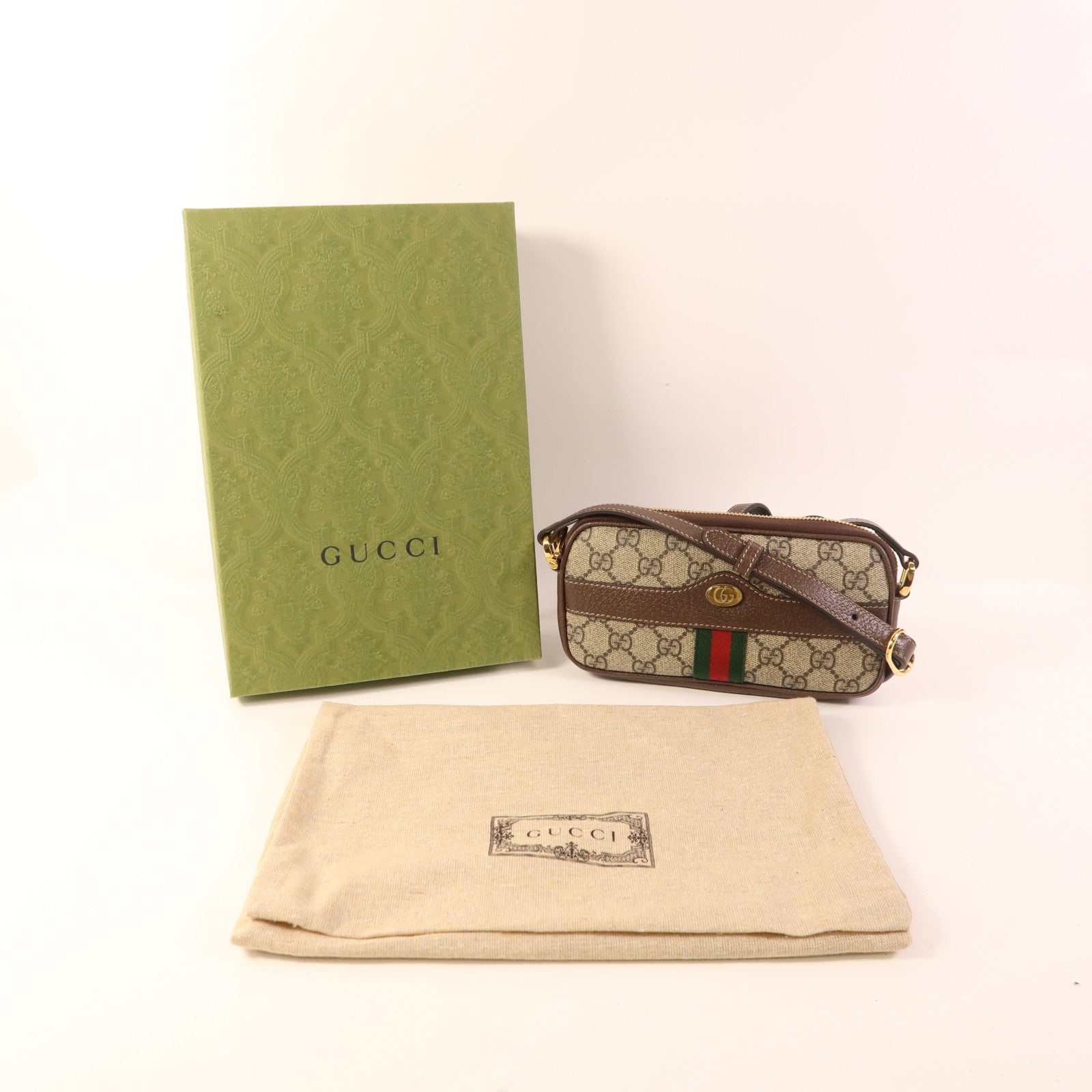 GUCCI 塗層帆布Shoulder Bag金扣肩背袋