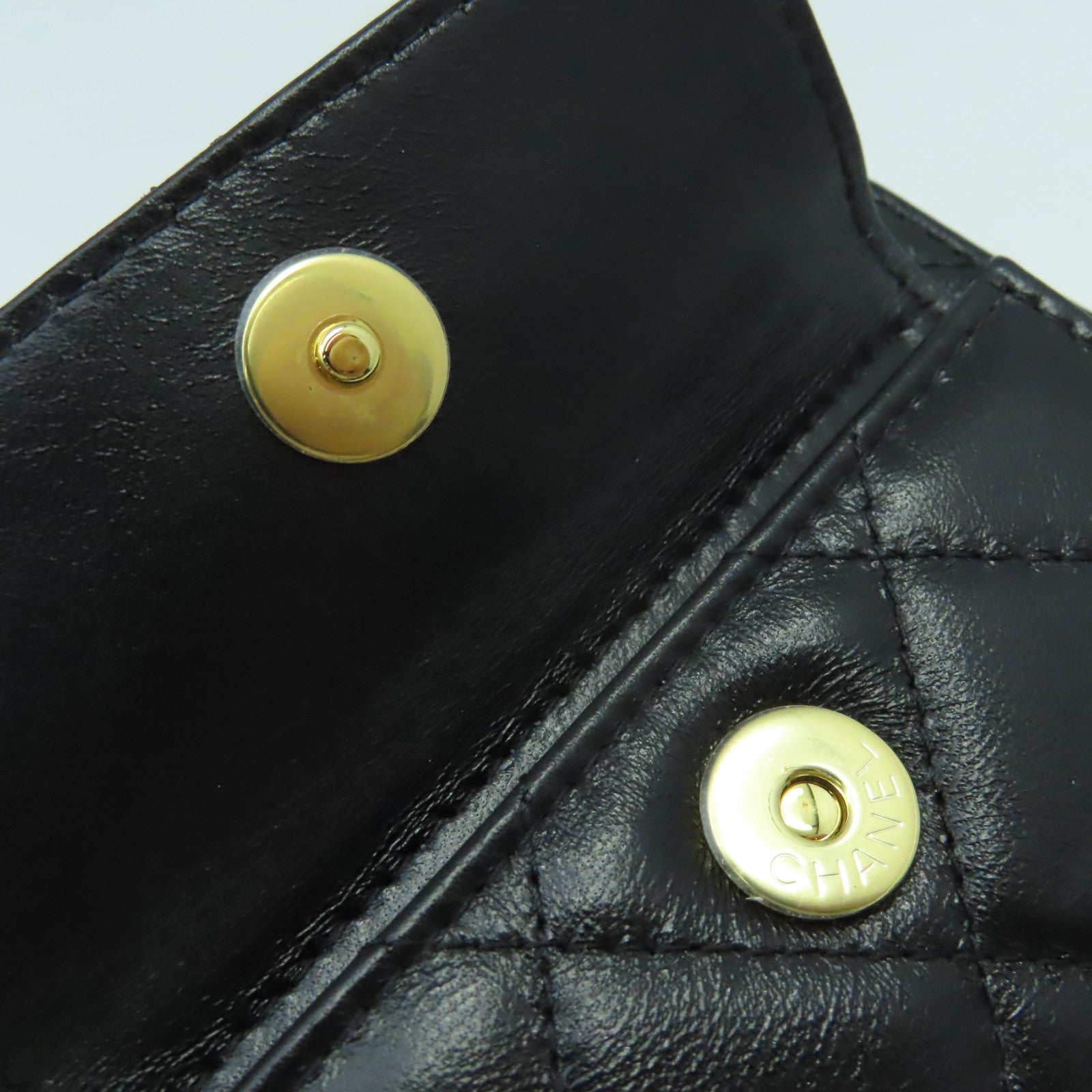 CHANEL 菱格牛皮皮革Chain Shoulder Bag金扣鏈帶肩背袋黑色