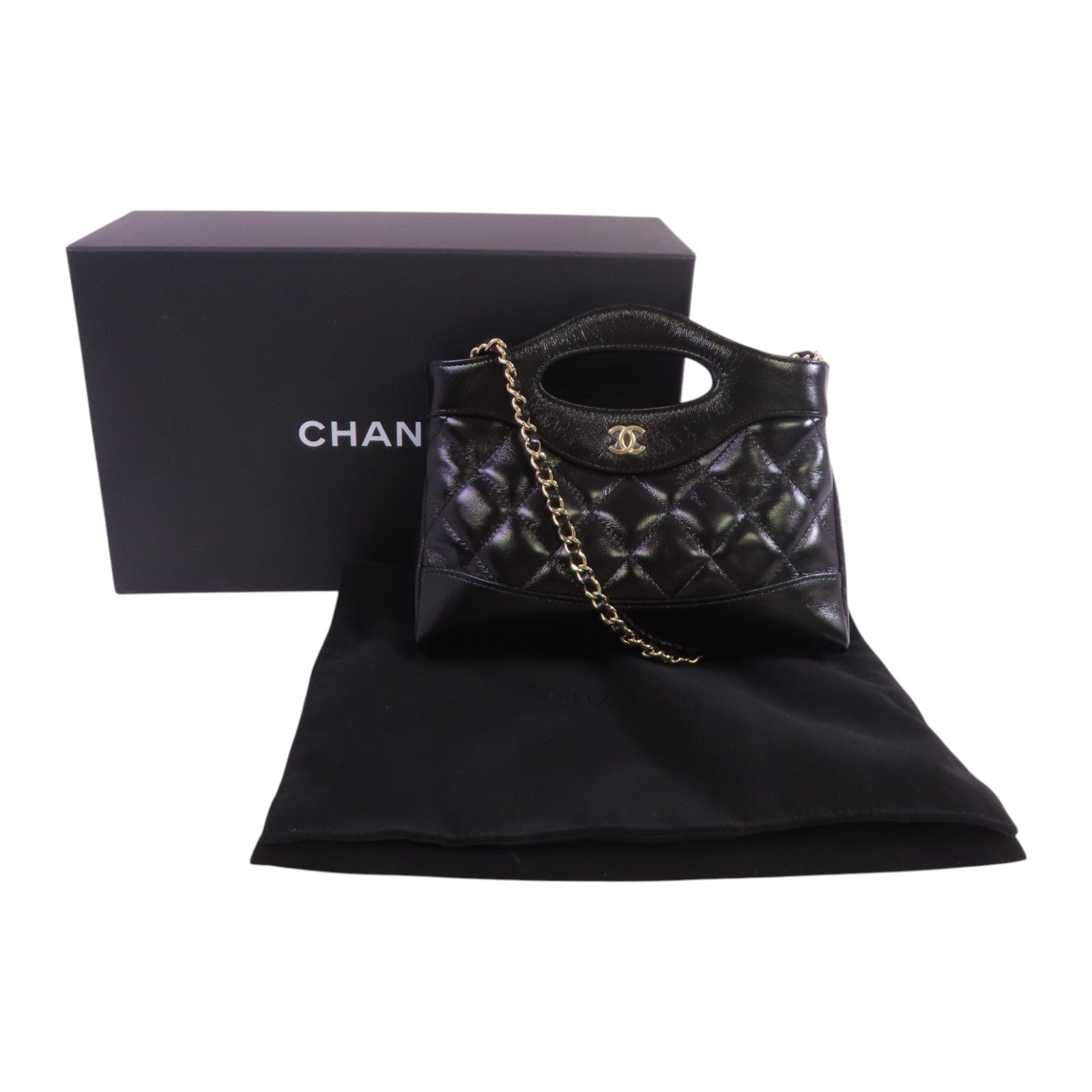 CHANEL 牛皮皮革Nano 31 Chain Shoulder Bag金扣鏈帶肩背袋