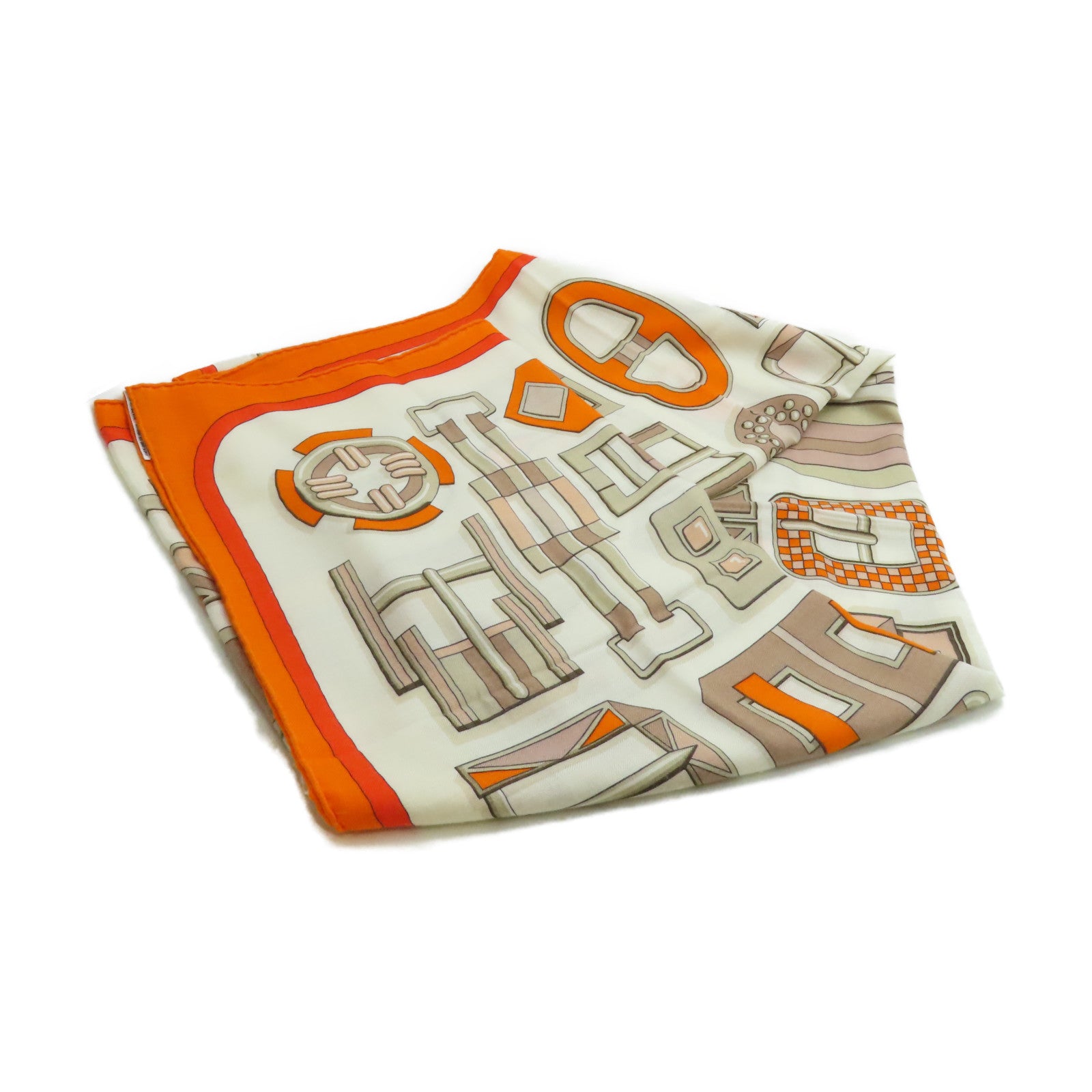 HERMES 【激減優惠】羊絨/絲質Scarf圍巾橙色/白色