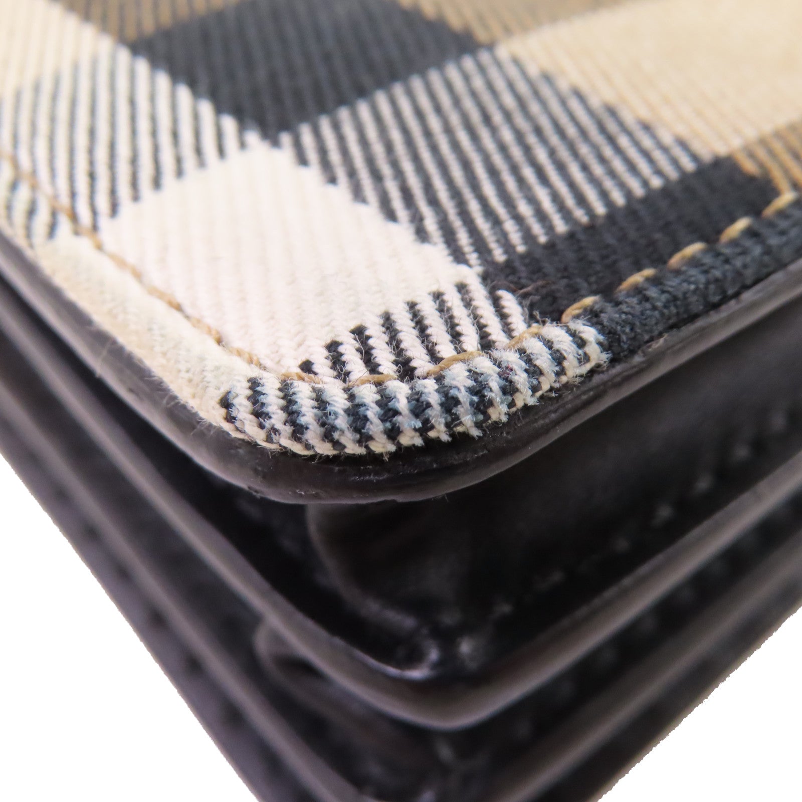 BURBERRY 帆布/牛皮皮革Wallet Shoulder Bag金扣肩背袋啡色/黑色