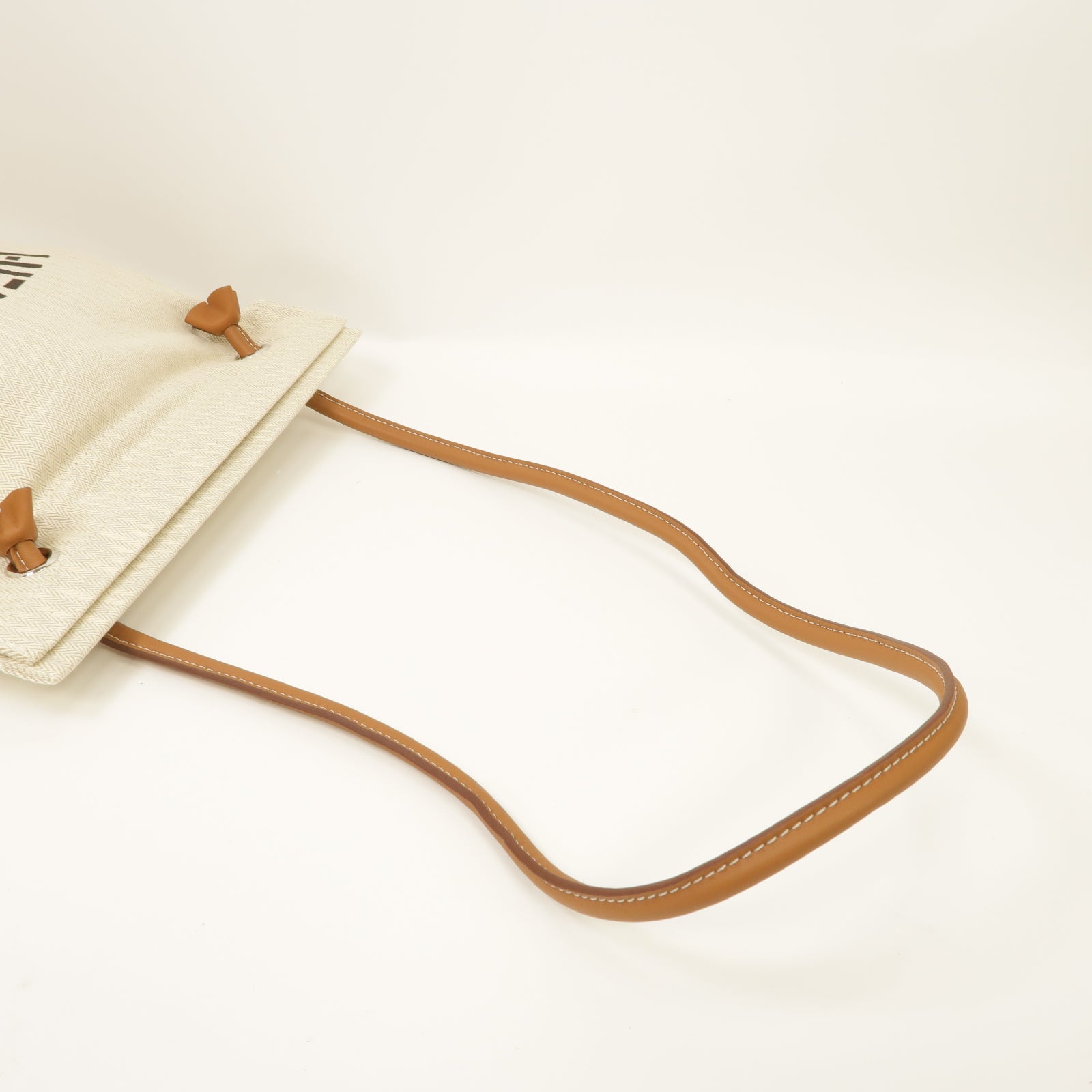 HERMES 【激減優惠】帆布AlineTote Bag銀扣手挽袋米色