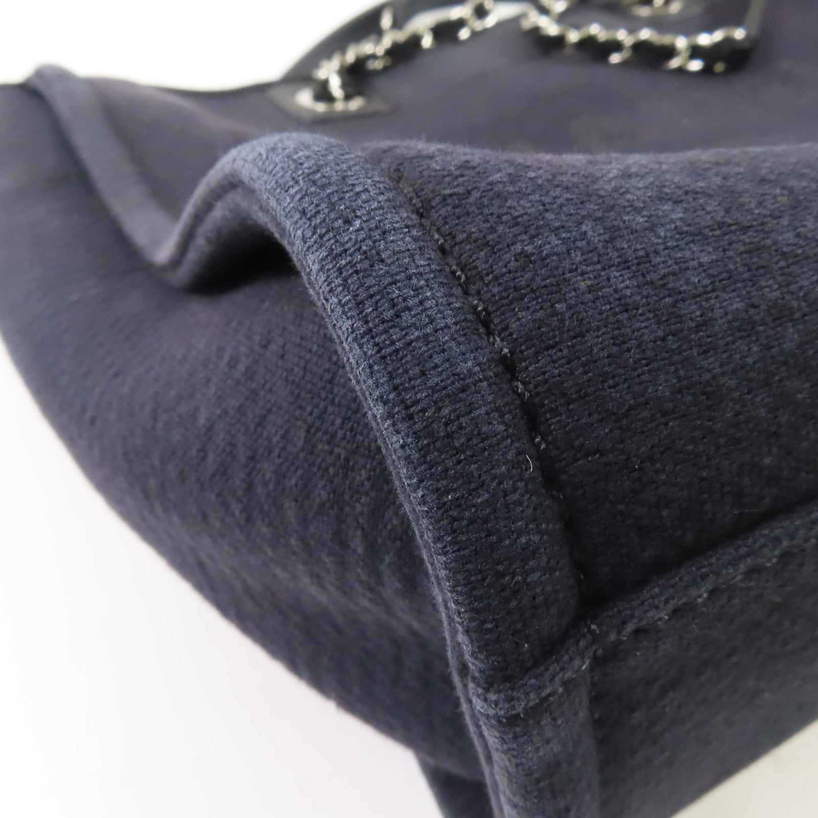 CHANEL 帆布Deauville Tote Bag銀扣手挽袋