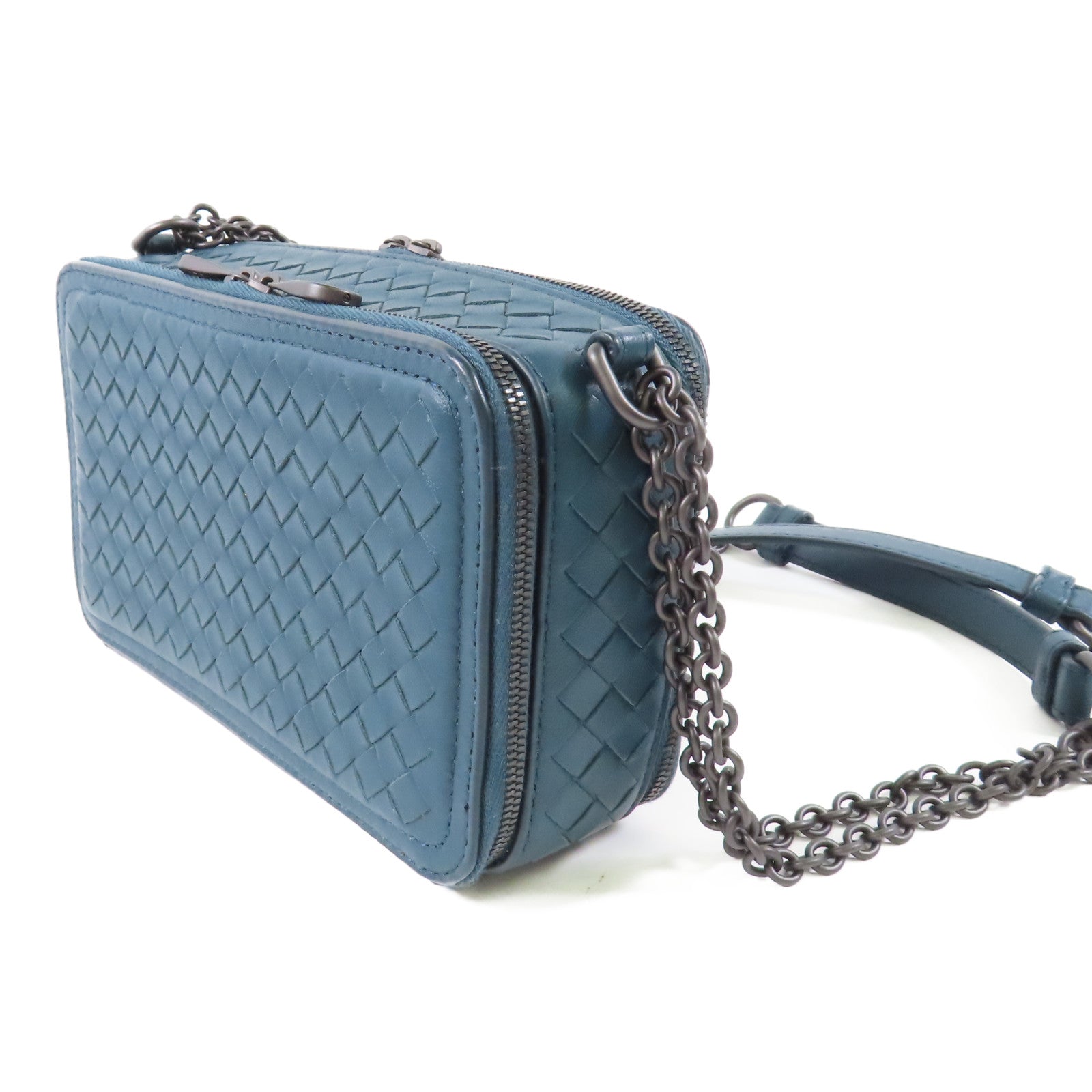 BOTTEGA VENETA 羊皮皮革Shoulder Bag黑扣鏈帶肩背袋