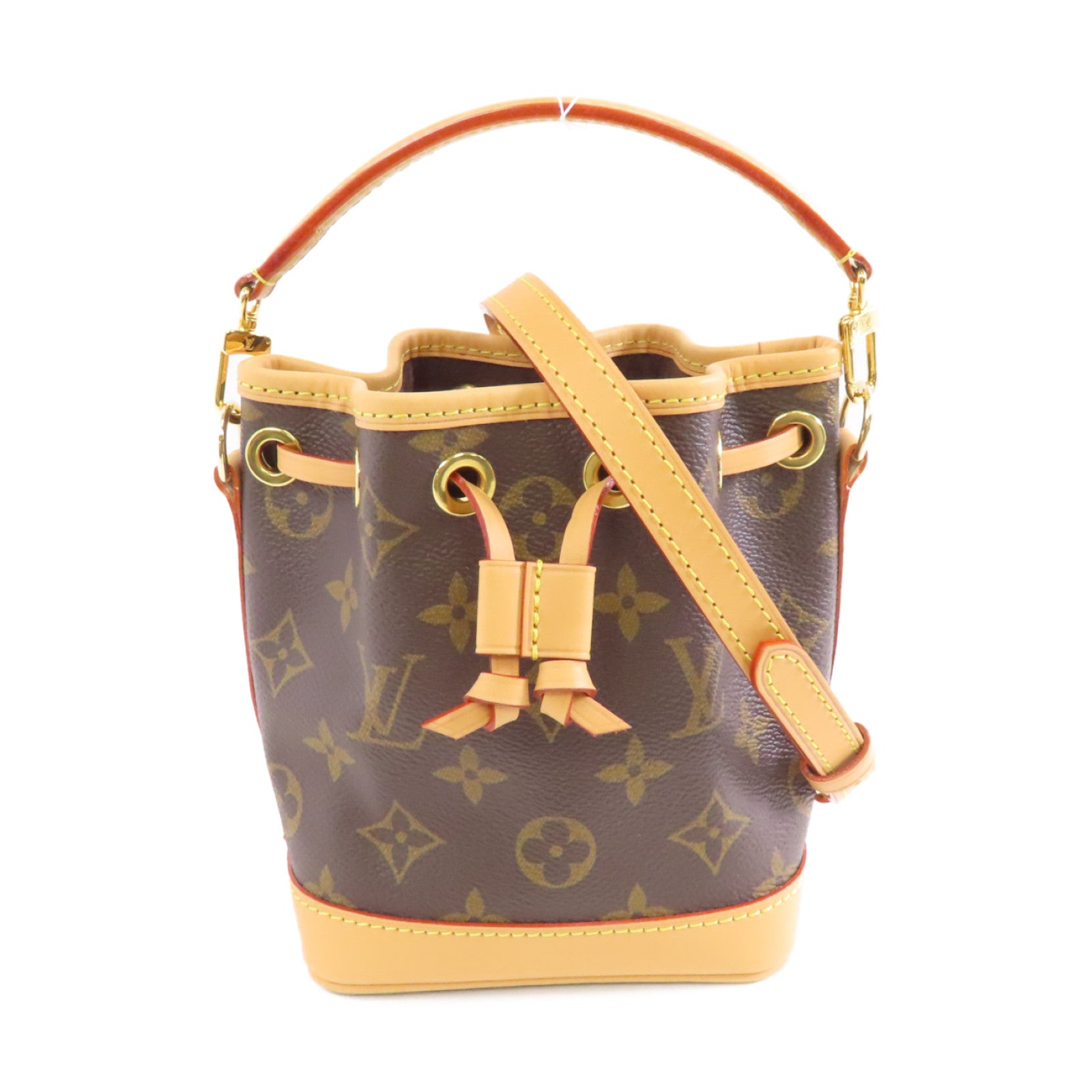 LOUIS VUITTON Monogram Nano Noe金扣手挽肩背兩用袋啡色