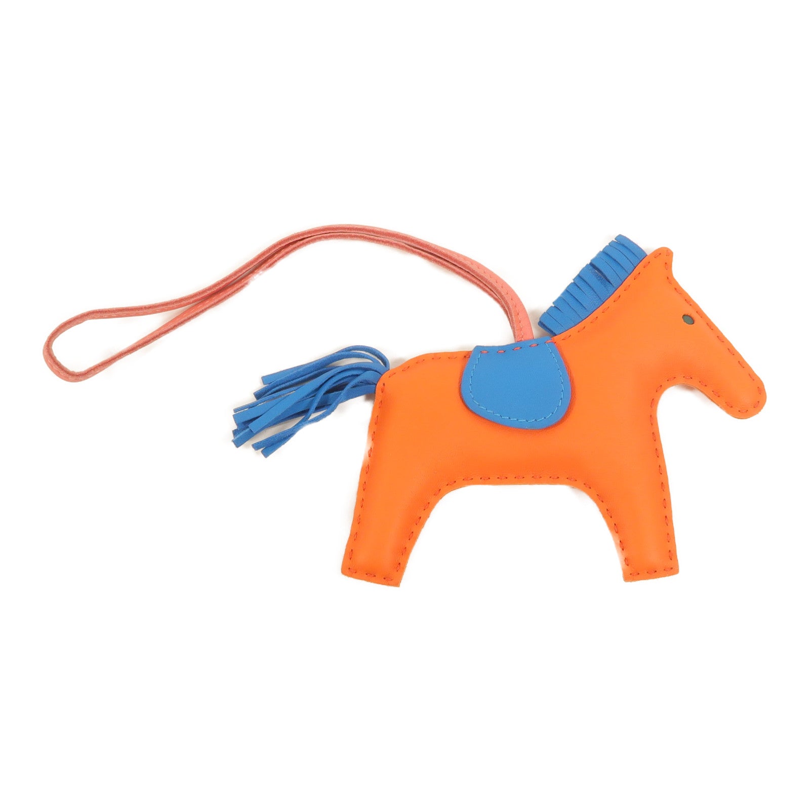 HERMES Milo皮革Rodeo MM掛飾Orange Poppy