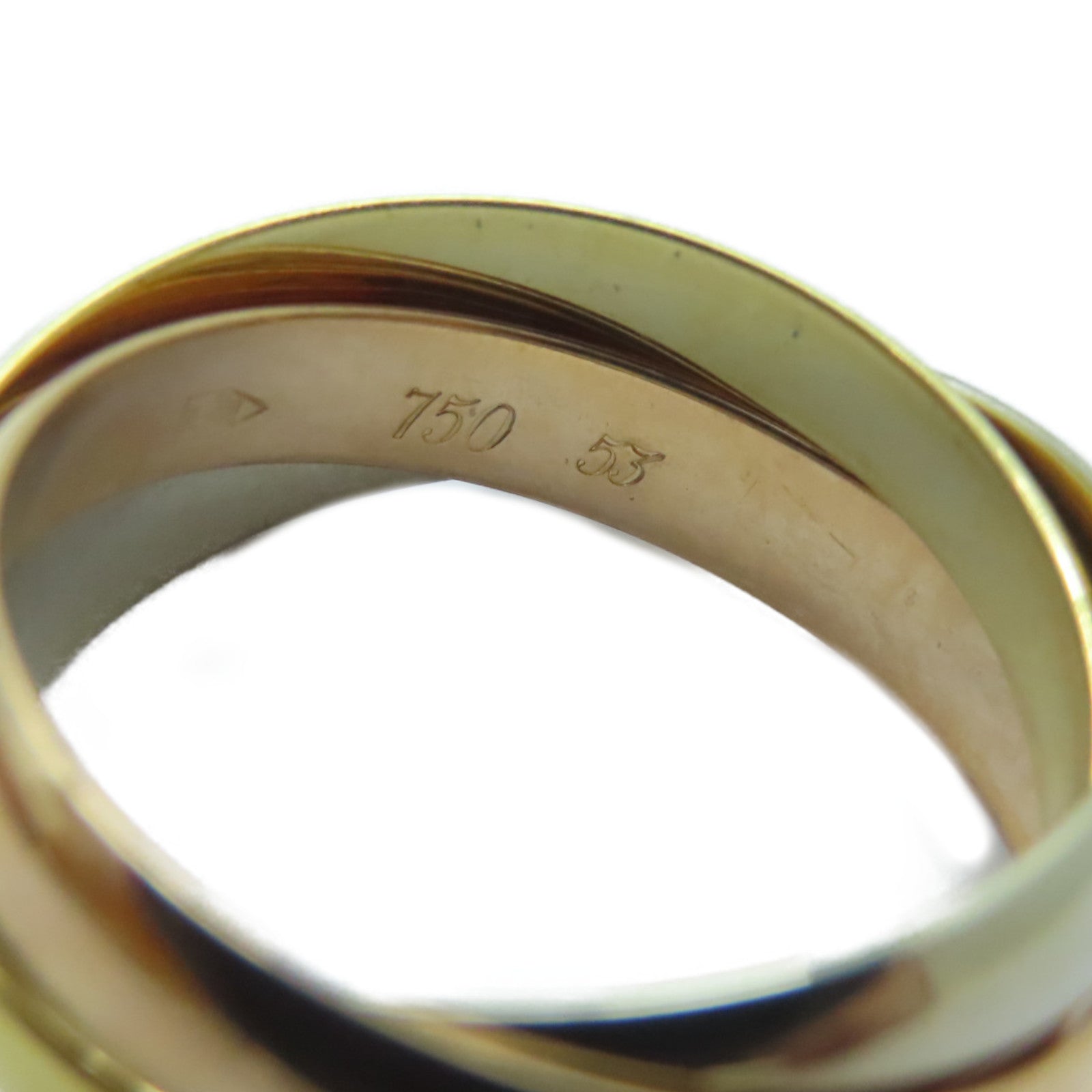 CARTIER 18K黃金/白金/玫瑰金Trinity戒指Cartier#53/US#6.5