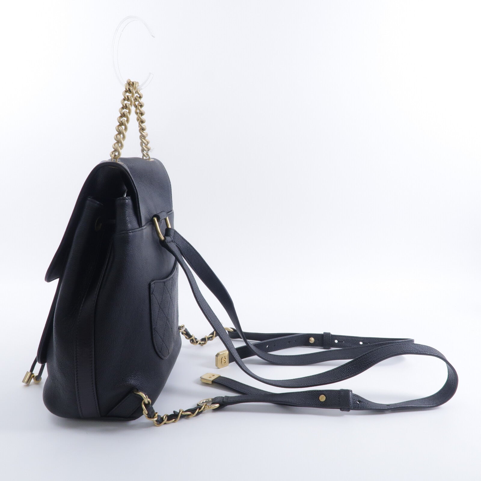 CHANEL 牛皮皮革Backpack鏈帶背包