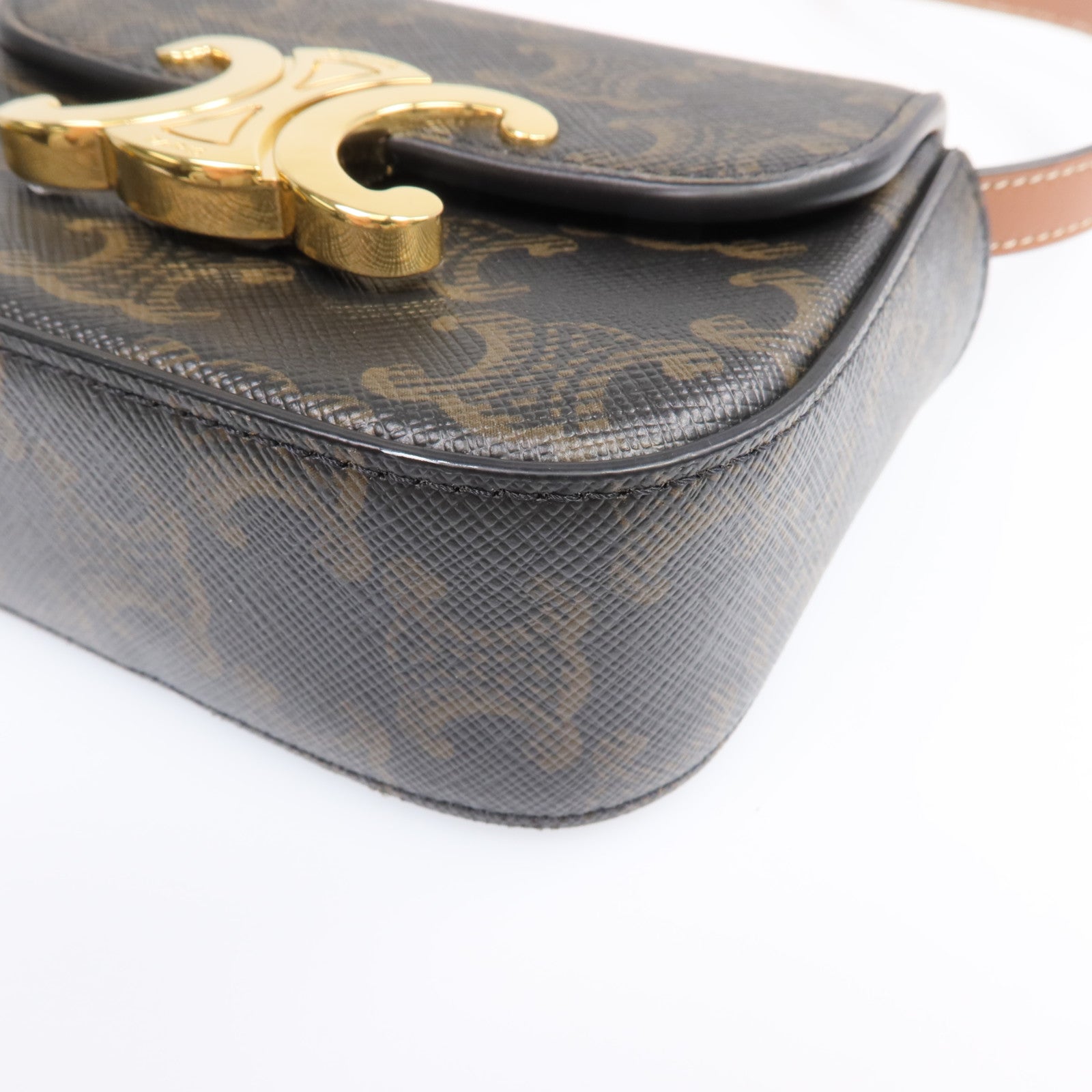 CELINE 塗層帆布Mini Triomphe金扣肩背袋