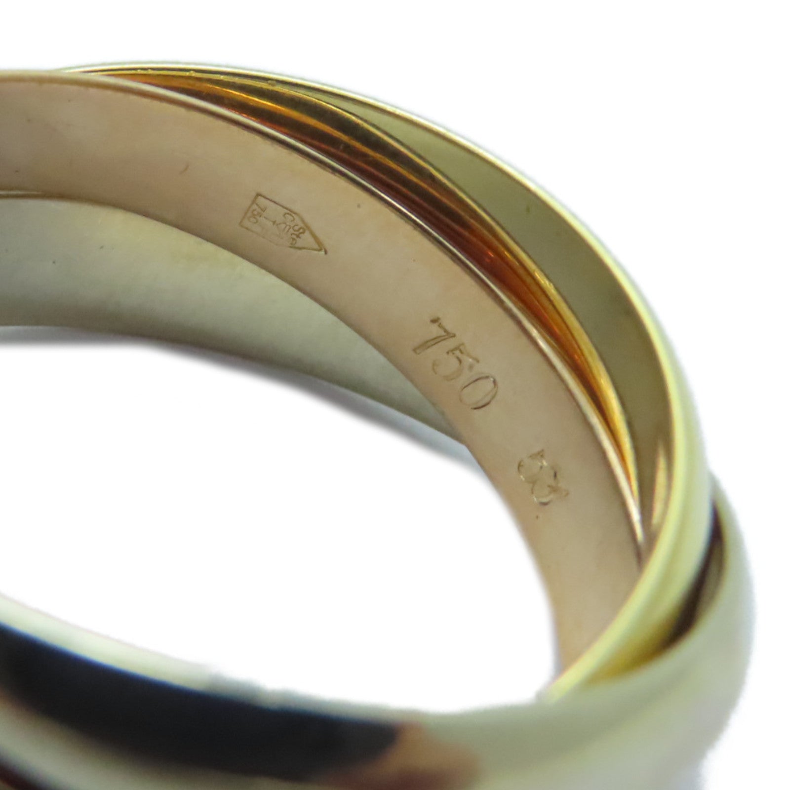 CARTIER 18K黃金/白金/玫瑰金Trinity戒指Cartier#53/US#6.5
