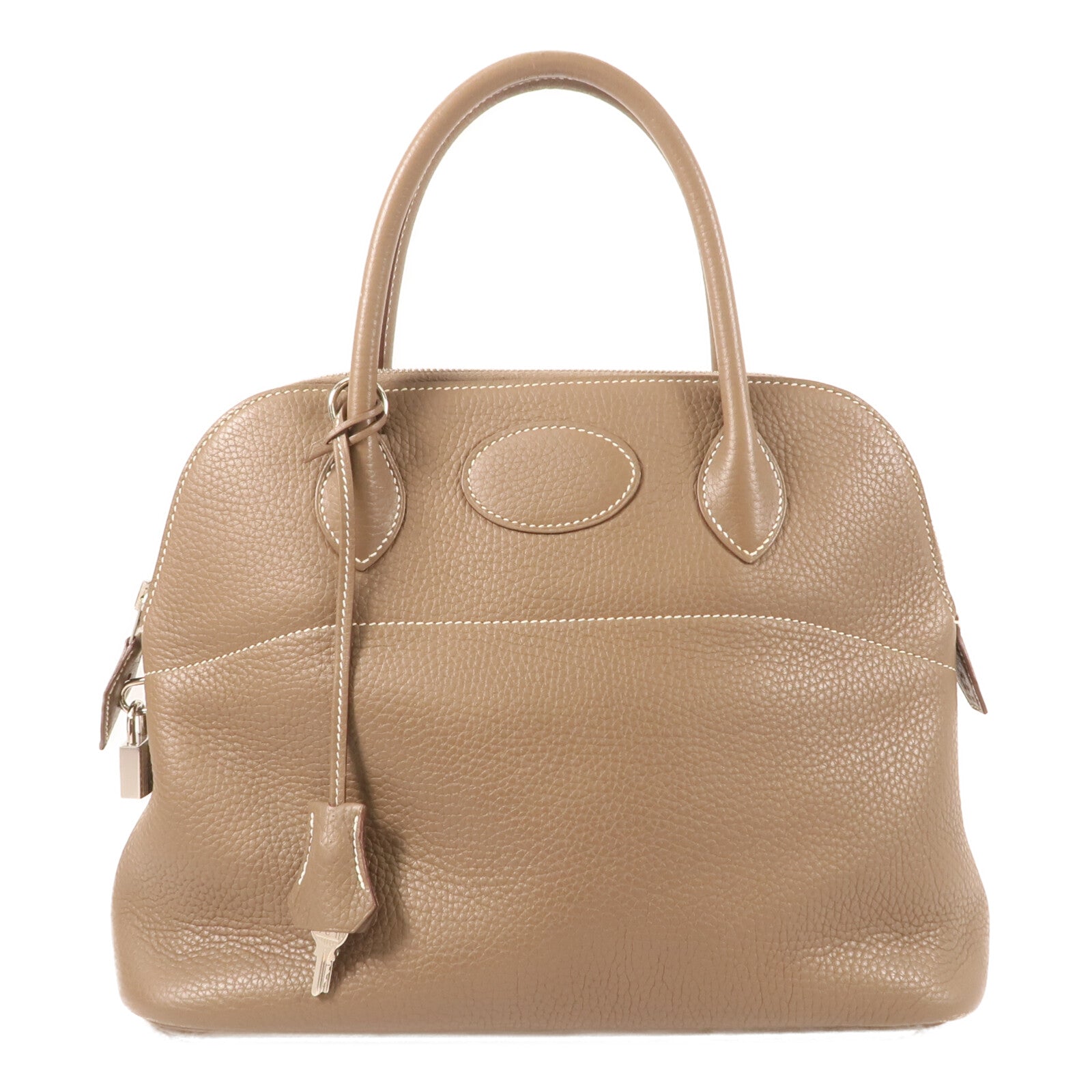 HERMES Clemence皮革Bolide 31銀扣肩背袋Etoupe