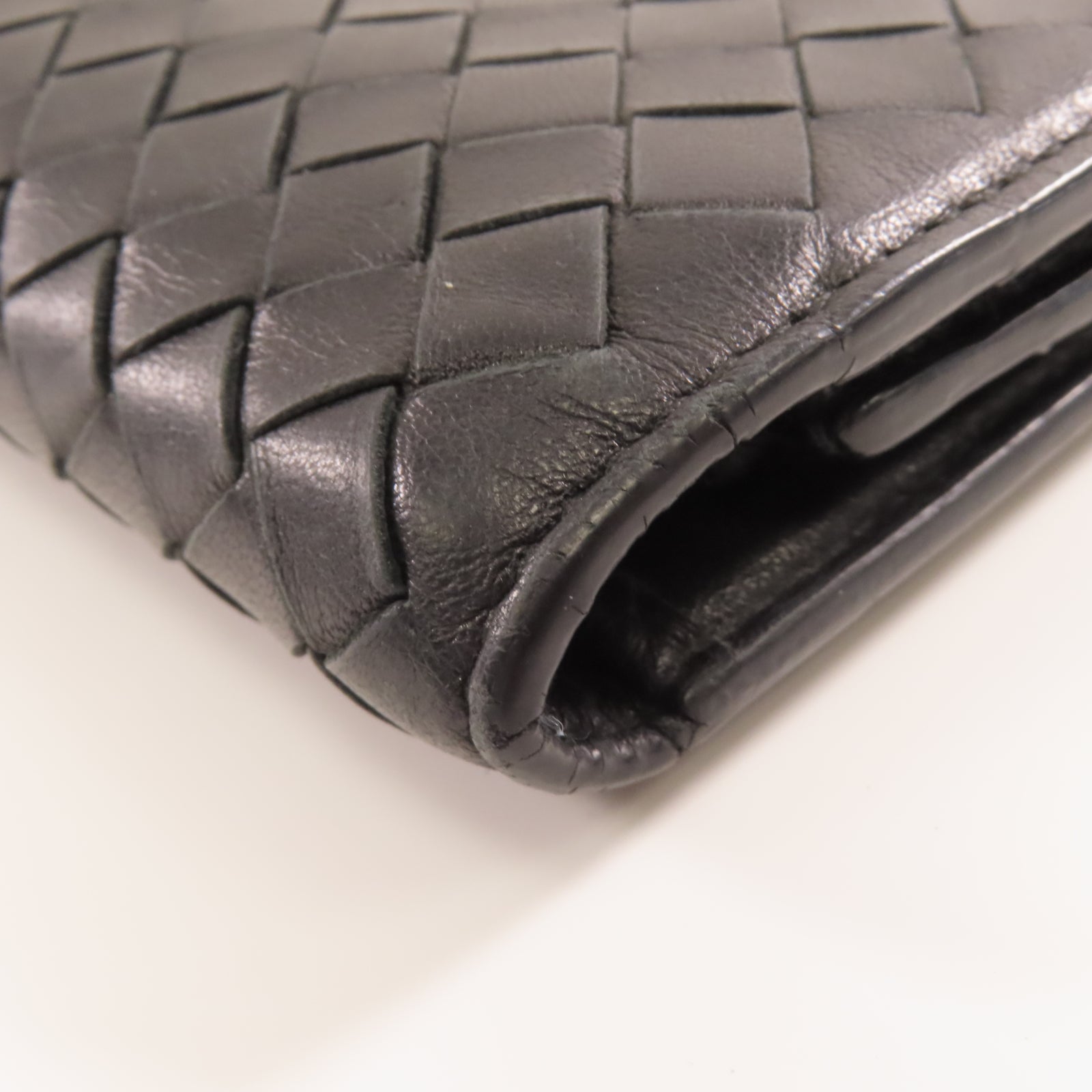 BOTTEGA VENETA 羊皮皮革Wallet金扣錢包黑色