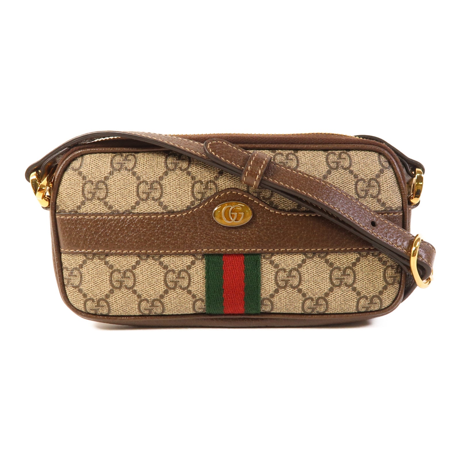 GUCCI 塗層帆布Shoulder Bag金扣肩背袋