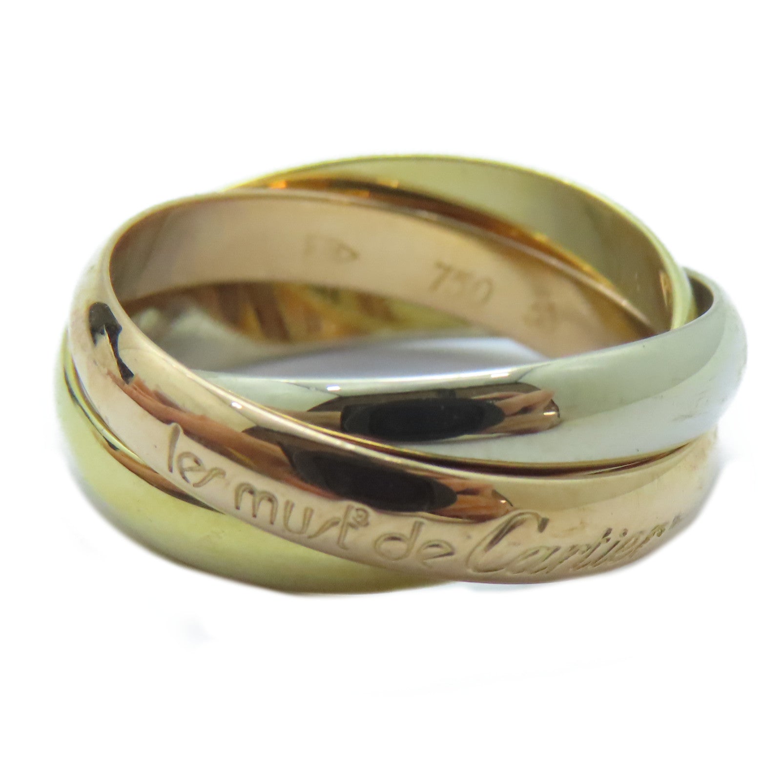 CARTIER 18K黃金/白金/玫瑰金Trinity戒指Cartier#53/US#6.5