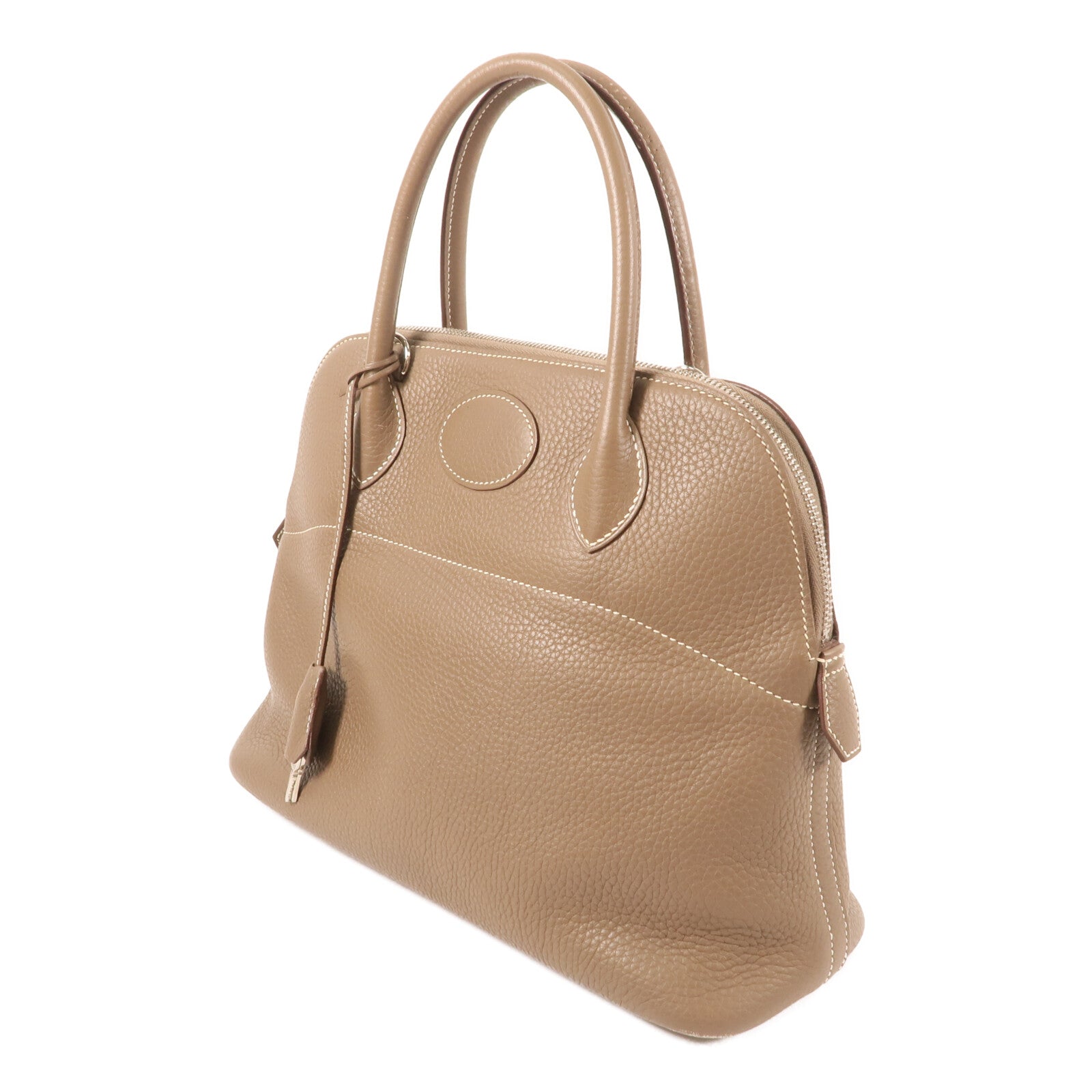 HERMES Clemence皮革Bolide 31銀扣肩背袋Etoupe