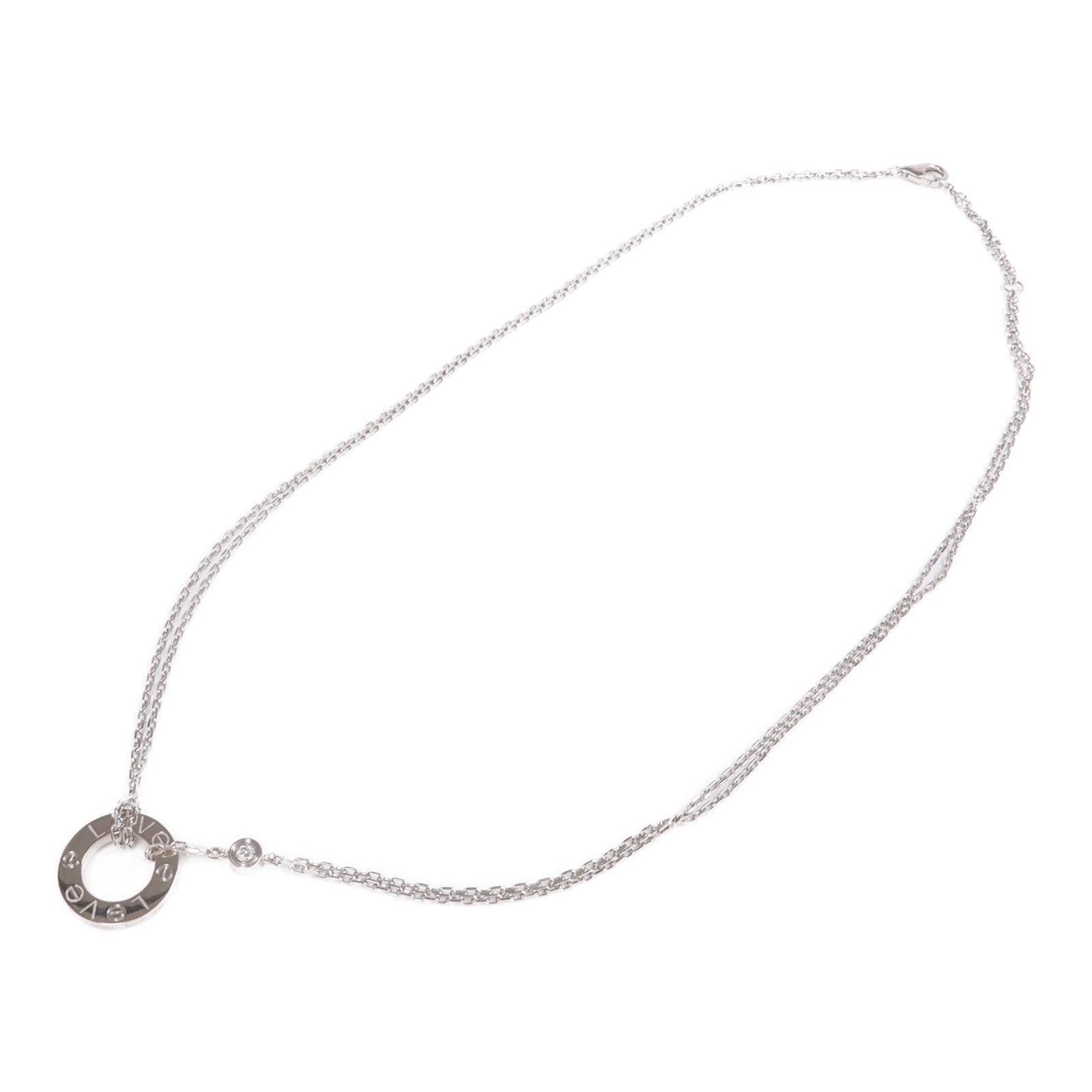 CARTIER 18K白金Love Necklace 2 Diamonds鑽石項鍊