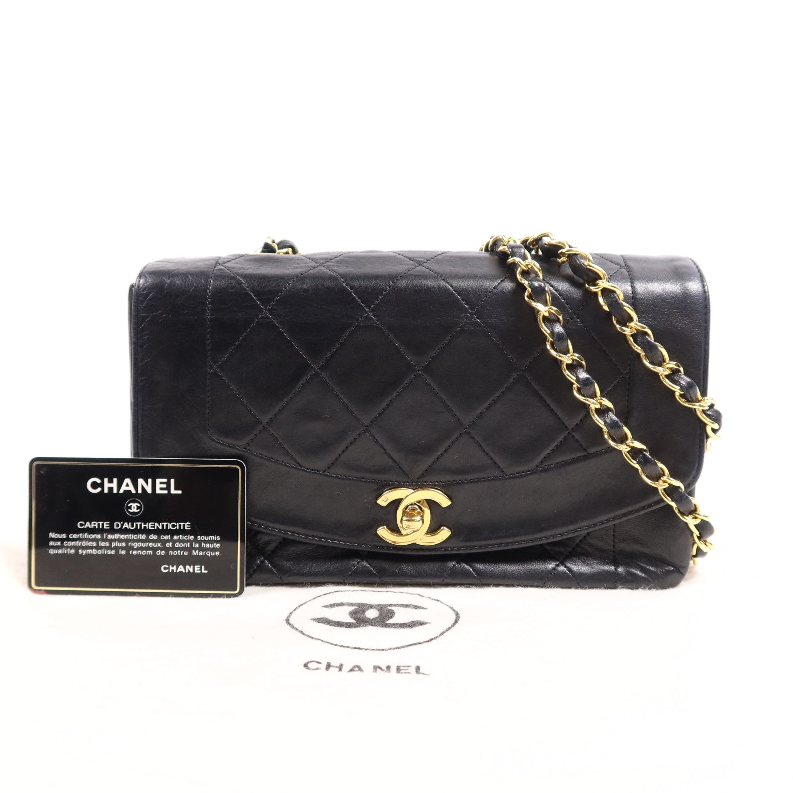 CHANEL 羊皮皮革Diana Chain Shoulder Bag金扣鏈帶肩背袋
