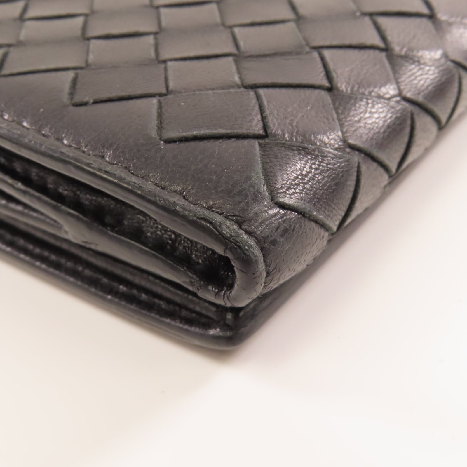 BOTTEGA VENETA 羊皮皮革Wallet金扣錢包黑色