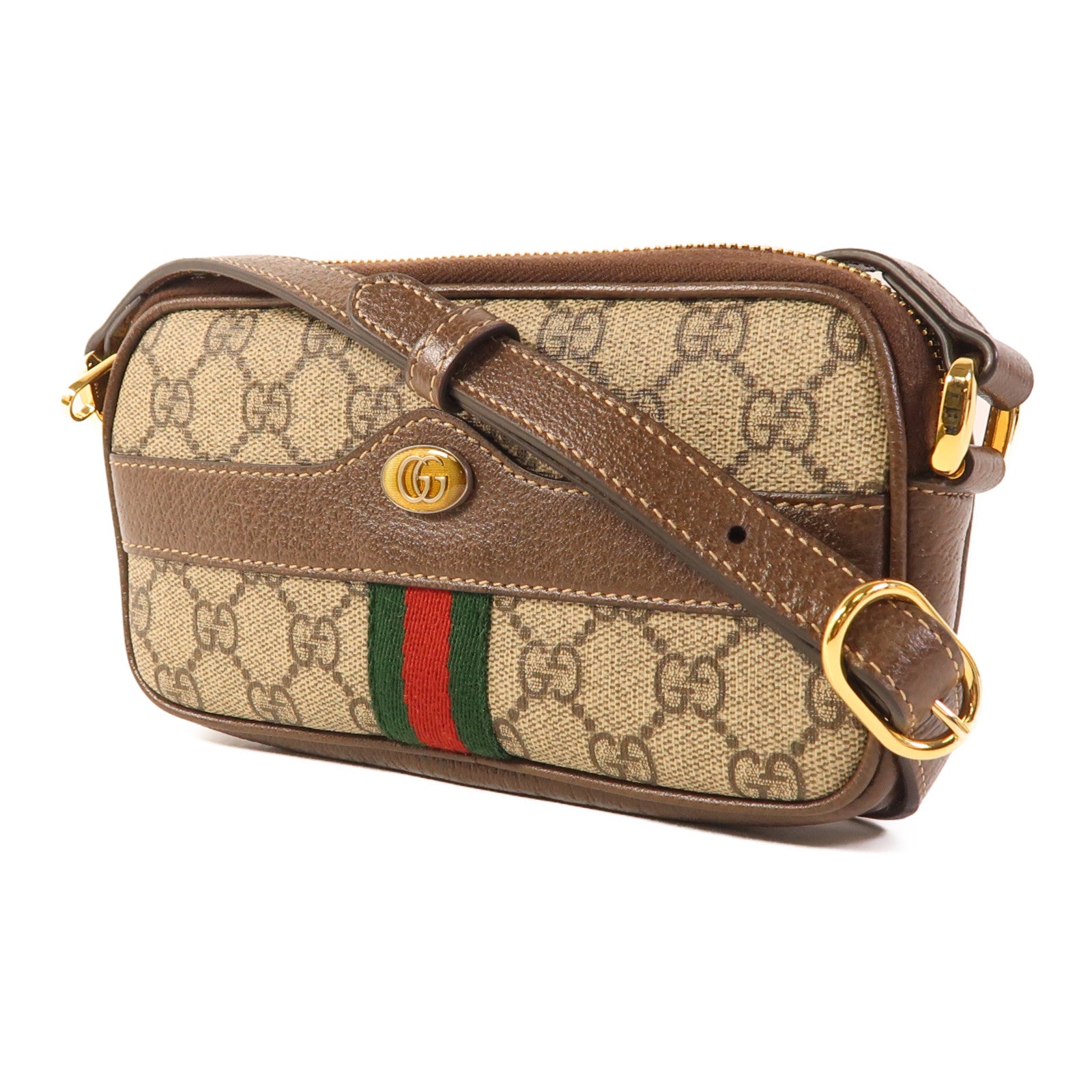 GUCCI 塗層帆布Shoulder Bag金扣肩背袋