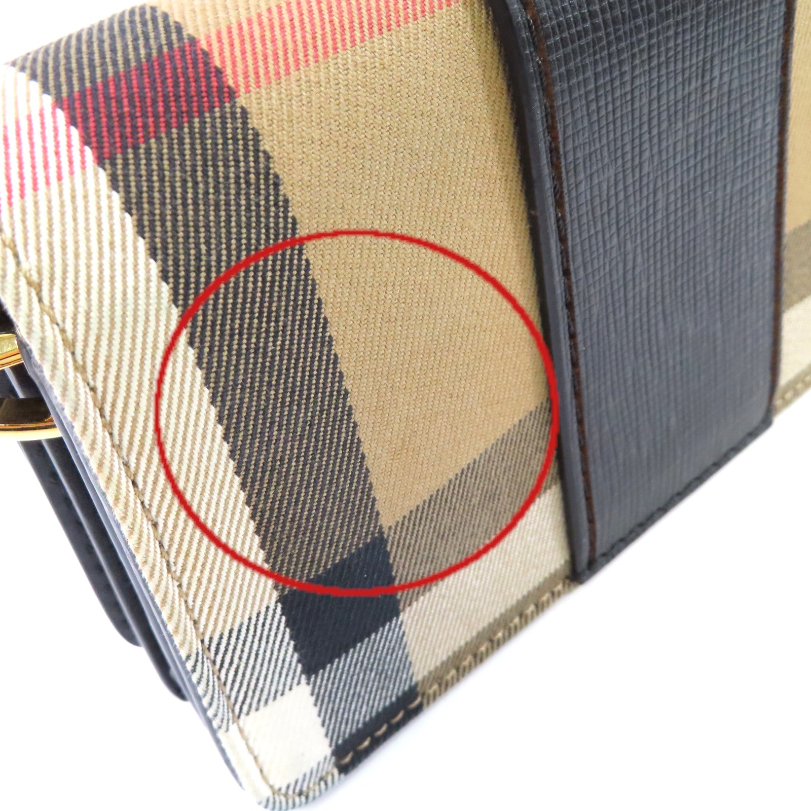 BURBERRY 帆布/牛皮皮革Wallet Shoulder Bag金扣肩背袋啡色/黑色