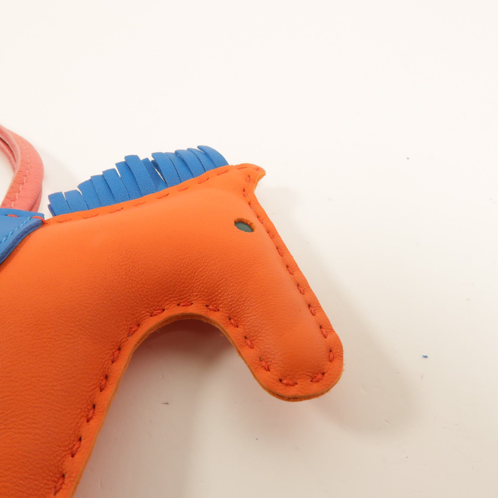 HERMES Milo皮革Rodeo MM掛飾Orange Poppy