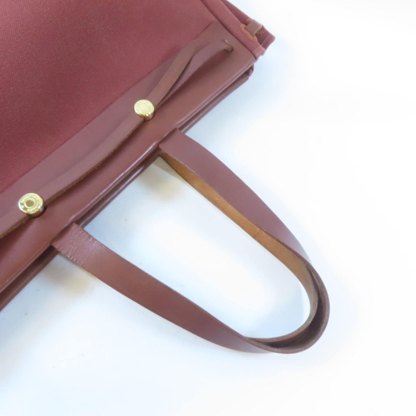 HERMES 帆布Herbag Cabas Toile金扣肩背袋啡色