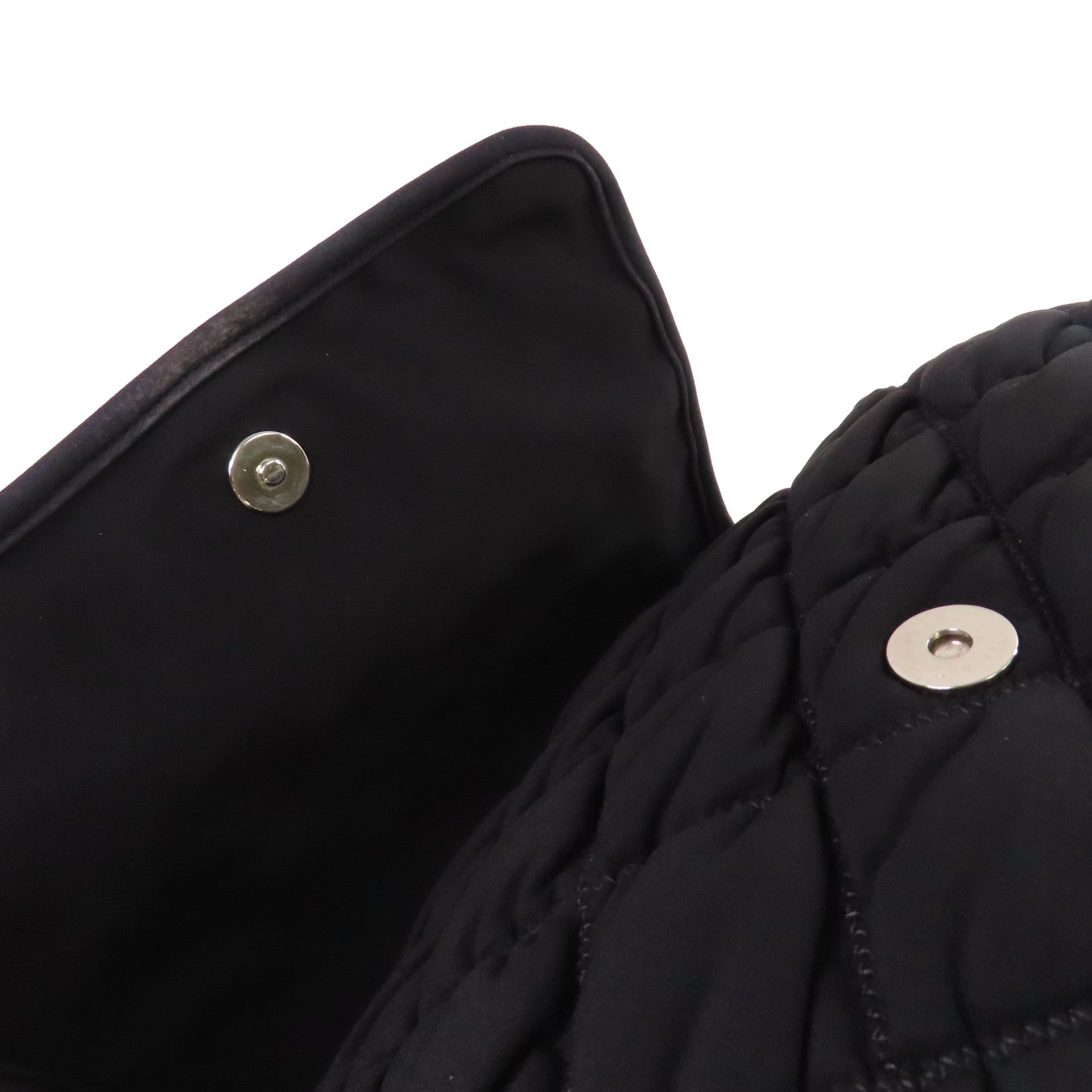 CHANEL 菱格布料Chain Shoulder Bag銀扣鏈帶肩背袋黑色