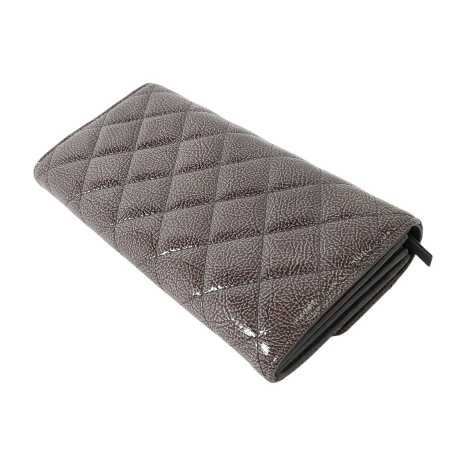 CHANEL 漆皮皮革Long Wallet銀扣長錢包