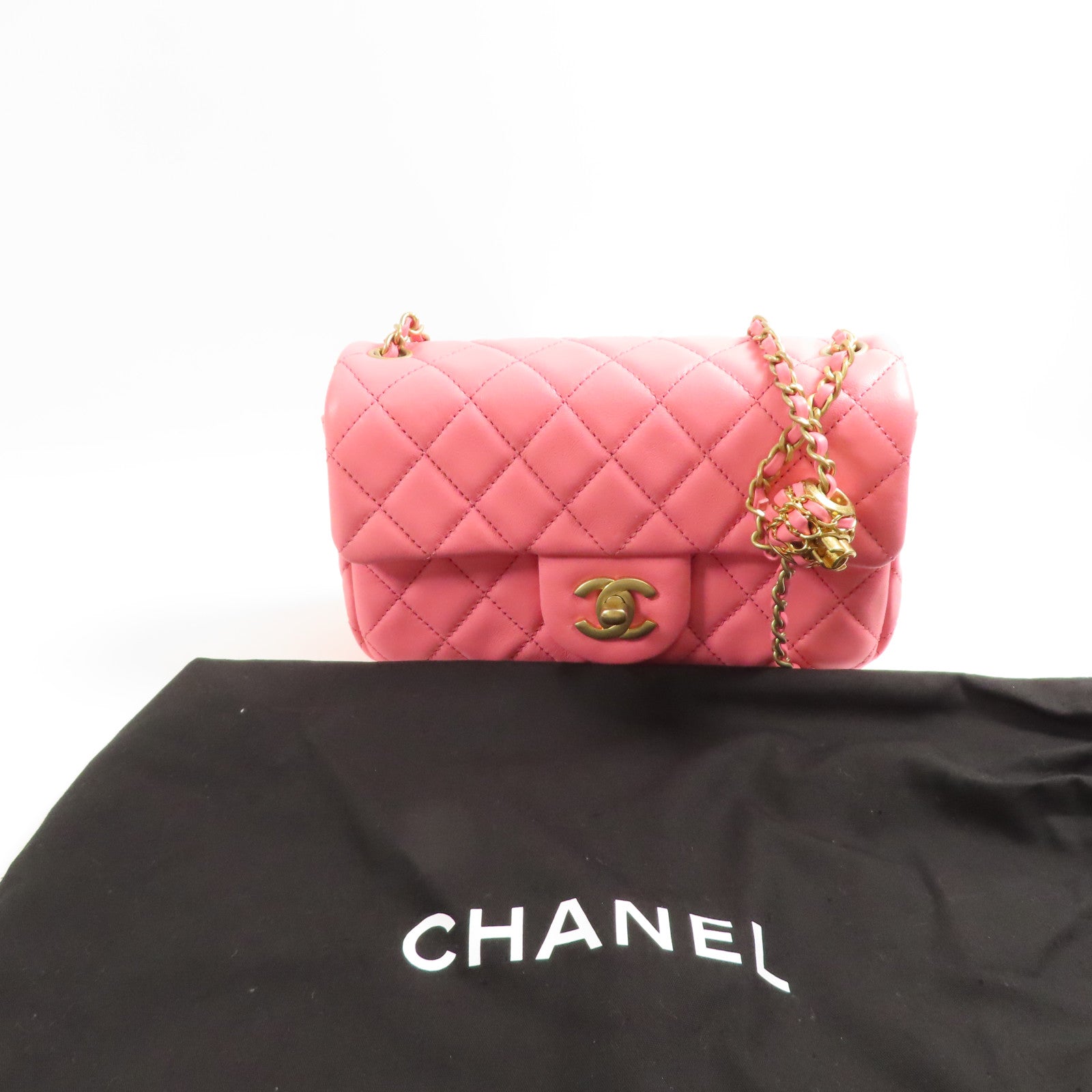 CHANEL CC GHW Classic 20 Chain Shoulder Bag Lambskin Leather AS1787 Pink