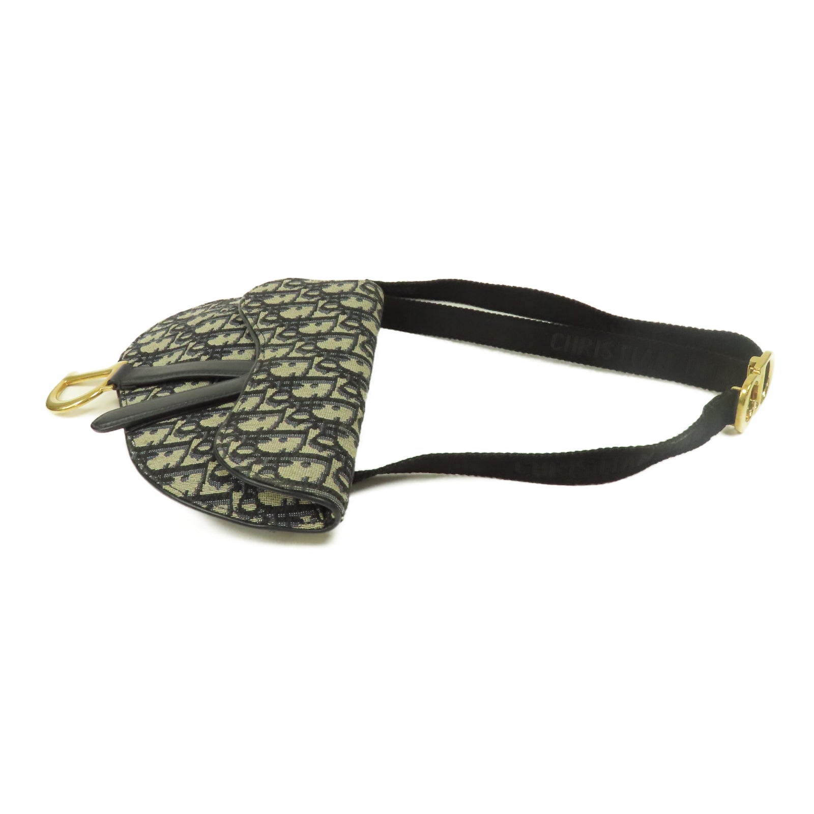 Dior 【激減優惠】帆布Saddle Oblique Waist Belt Bag金扣腰包藍色