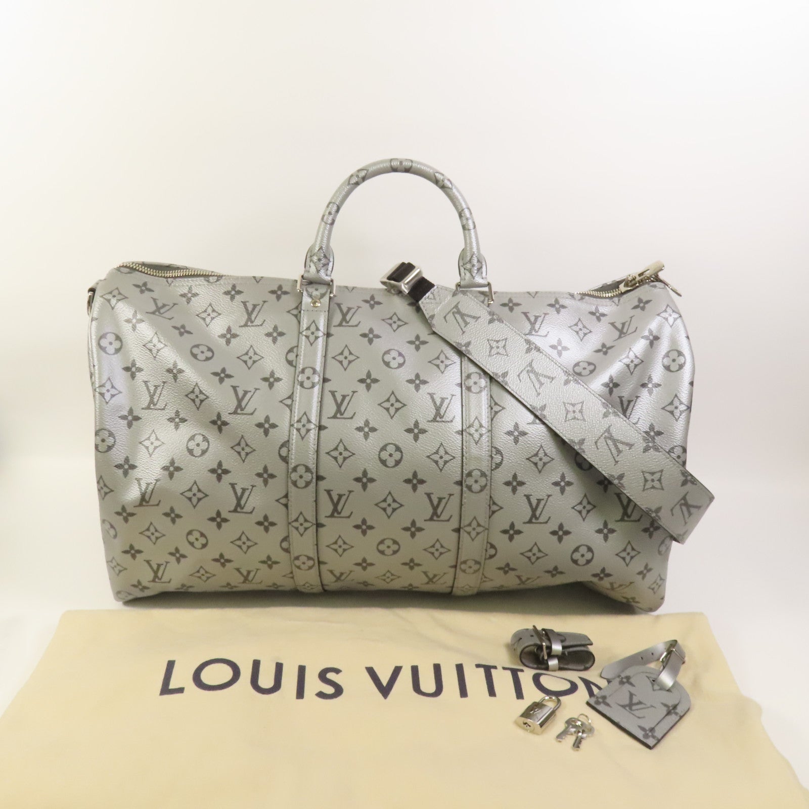 LOUIS VUITTON Monogram Reflect Keepall 50 Bandoulie銀扣手挽肩背兩用袋