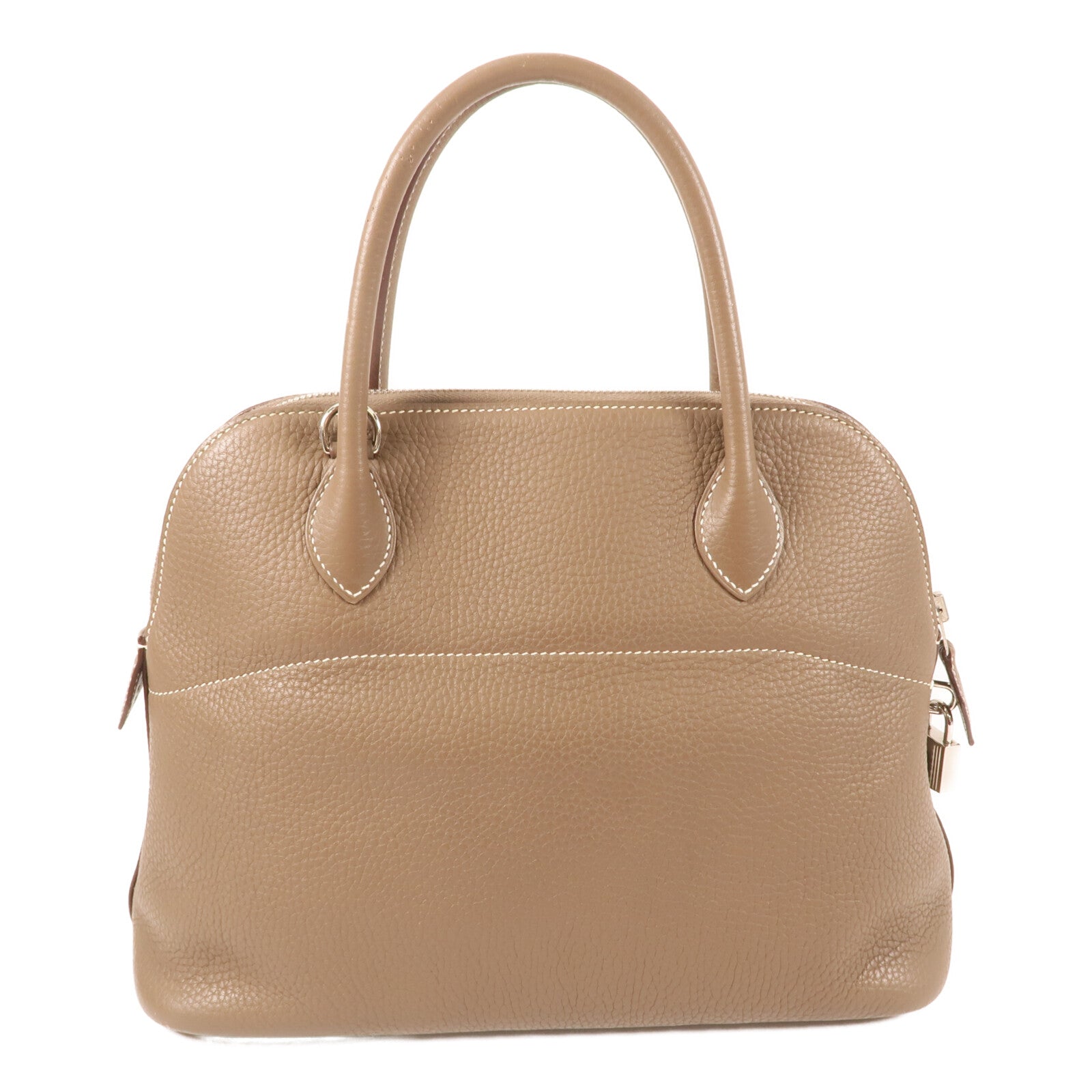 HERMES Clemence皮革Bolide 31銀扣肩背袋Etoupe