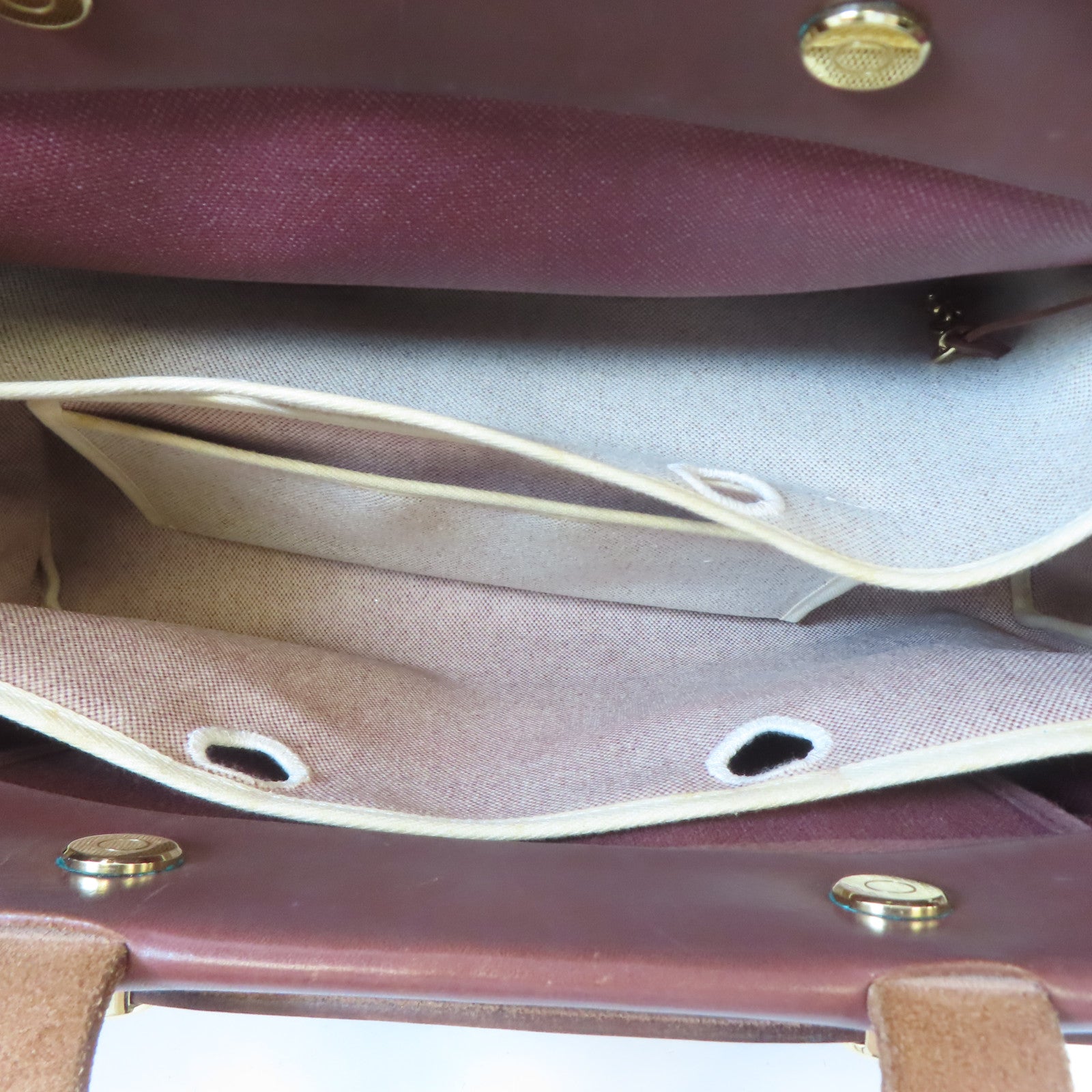 HERMES 帆布Herbag Cabas Toile金扣肩背袋啡色