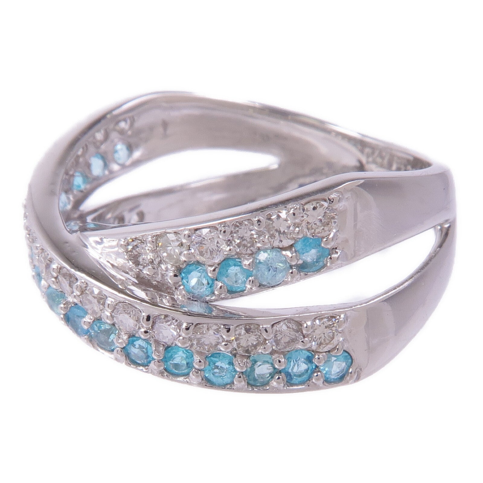 JEWELRY PT900鉑金Paraiba Tourmaline Diamond Ring帕拉伊巴碧璽/鑽石戒指US#6