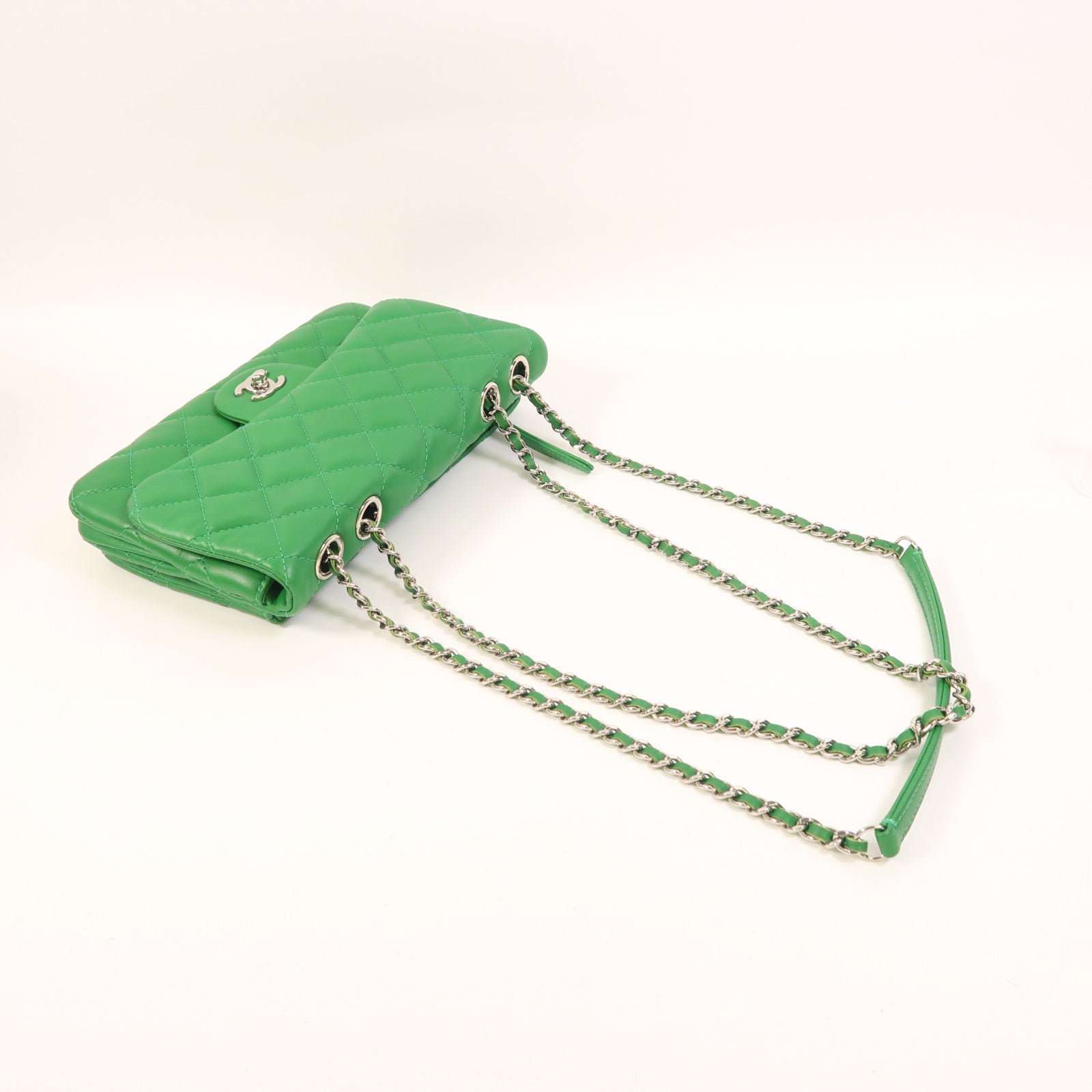 CHANEL 羊皮皮革Shoulder Bag銀扣鏈帶肩背袋
