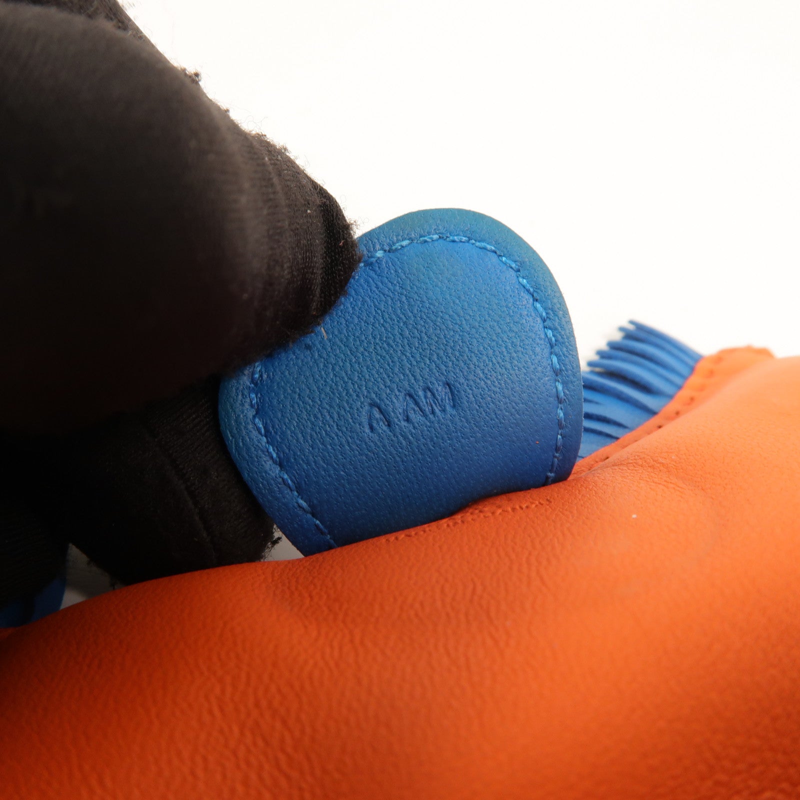 HERMES Milo皮革Rodeo MM掛飾Orange Poppy