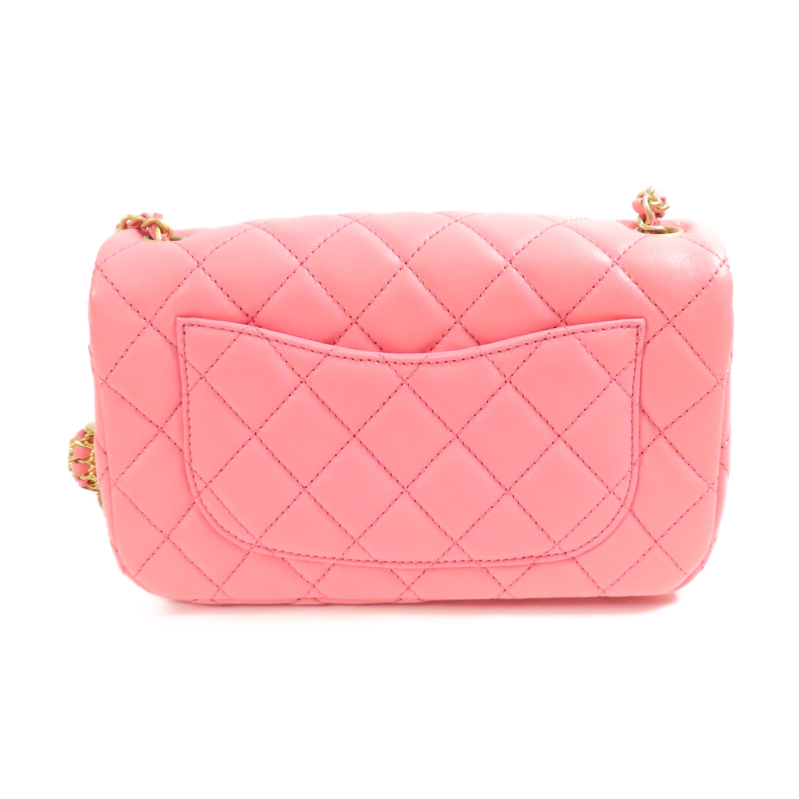 CHANEL CC GHW Classic 20 Chain Shoulder Bag Lambskin Leather AS1787 Pink