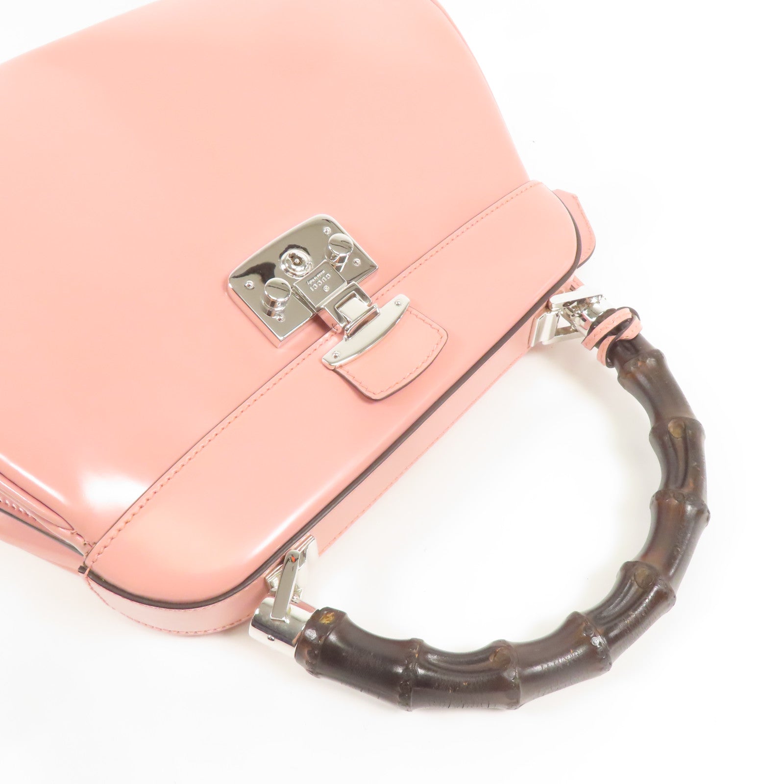 GUCCI GG SHW Hand Bag Calfskin Leather Pink