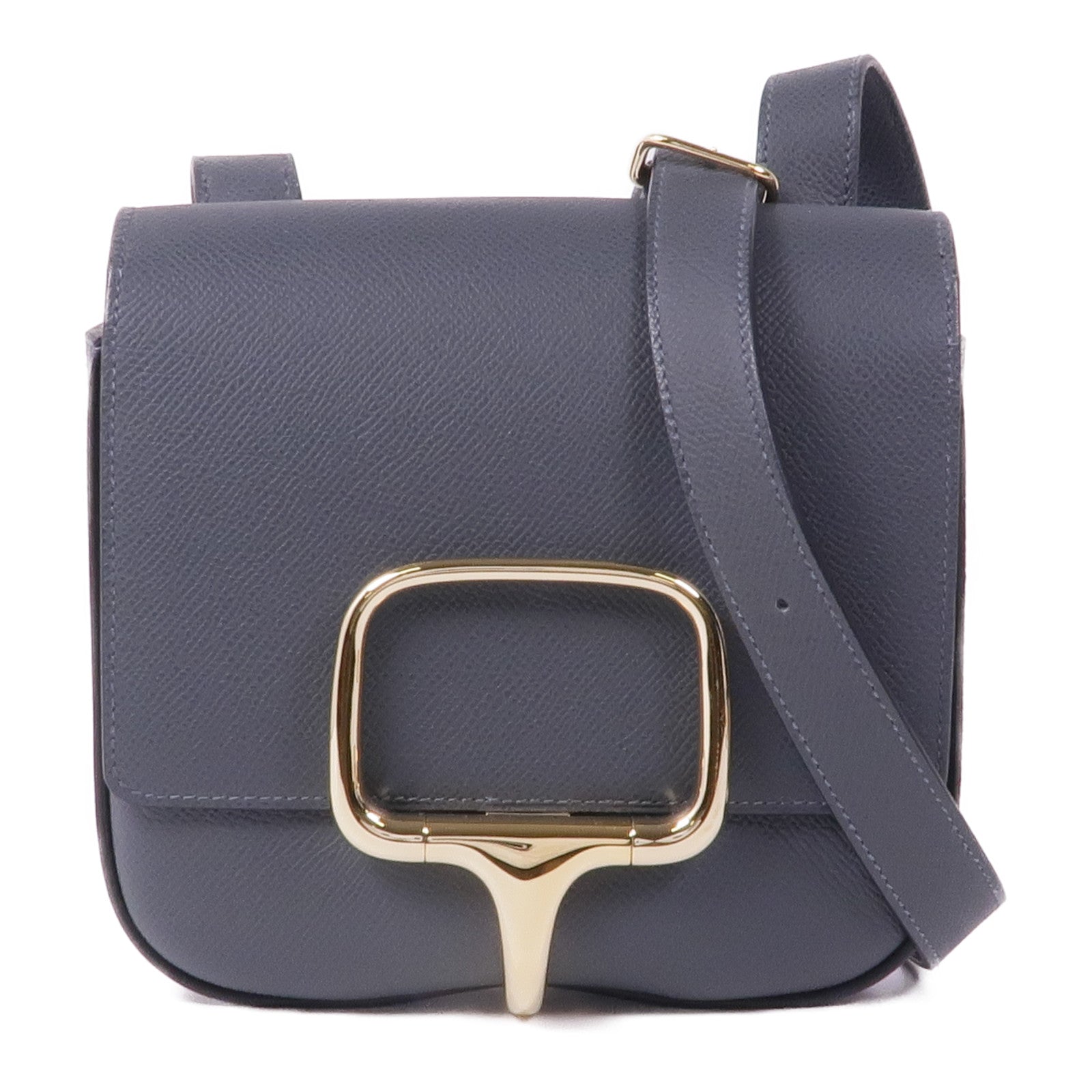 HERMES Epsom皮革 Della Cavalleria Mini金扣肩背袋Ardoise