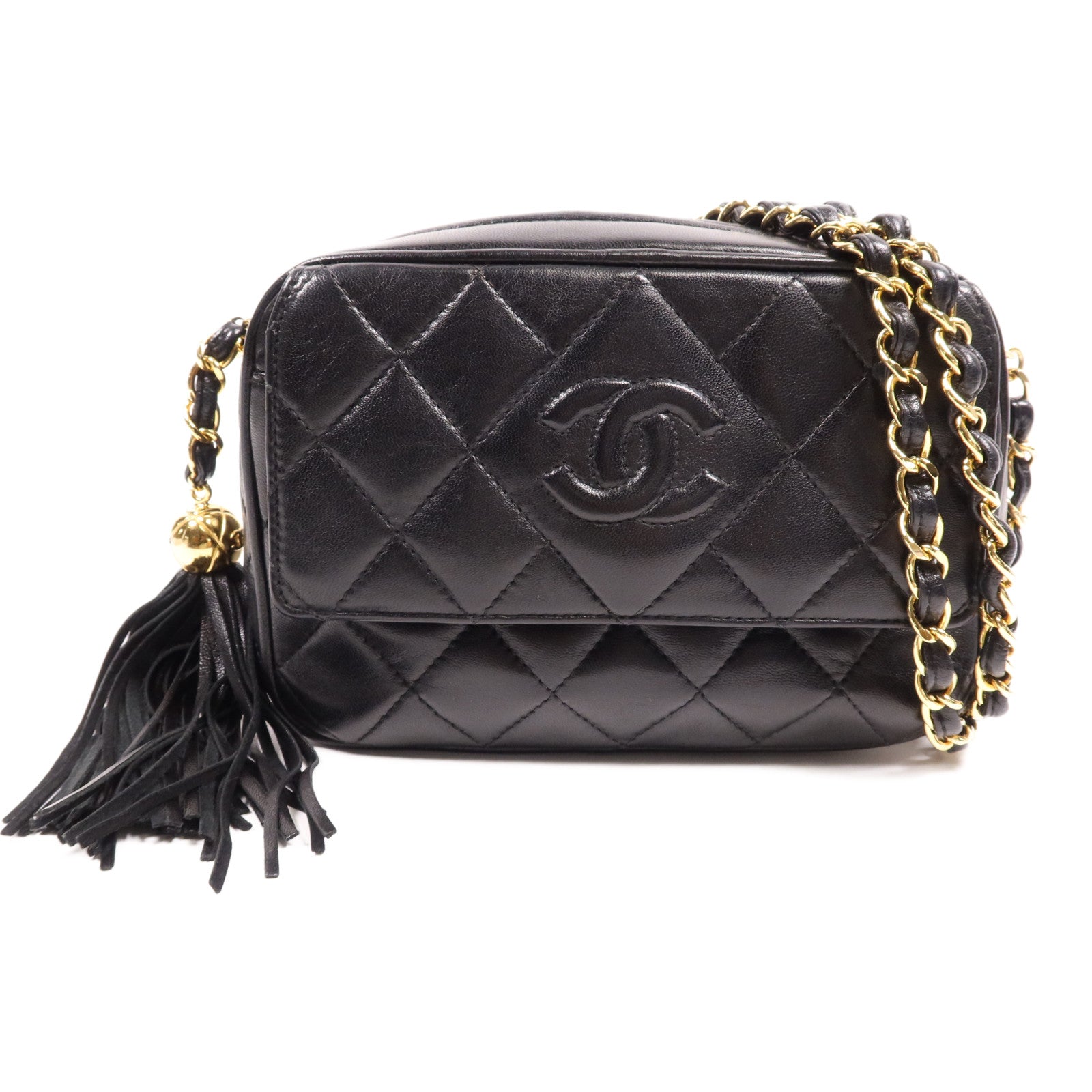 CHANEL 羊皮皮革Chain Shoulder金扣鏈帶肩背袋