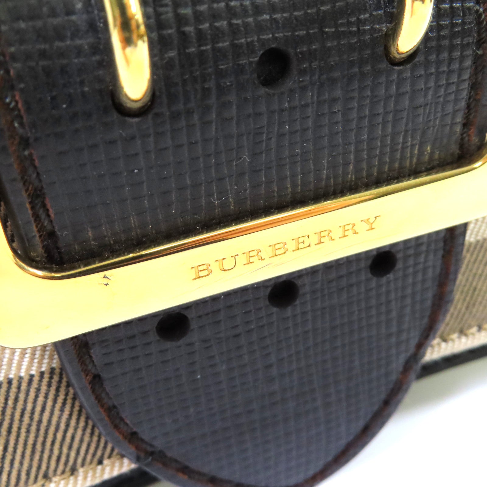 BURBERRY 帆布/牛皮皮革Wallet Shoulder Bag金扣肩背袋啡色/黑色