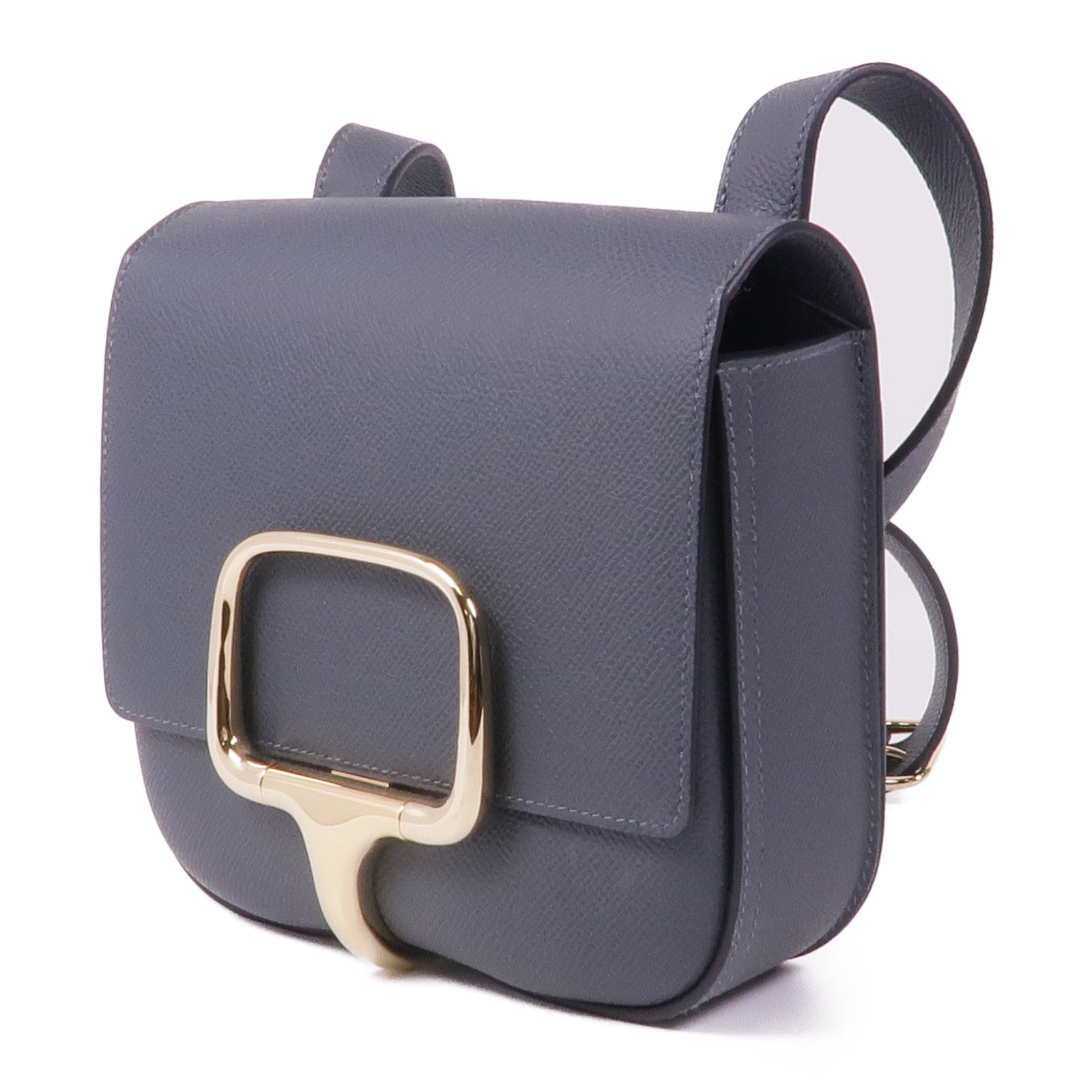 HERMES Epsom皮革 Della Cavalleria Mini金扣肩背袋Ardoise